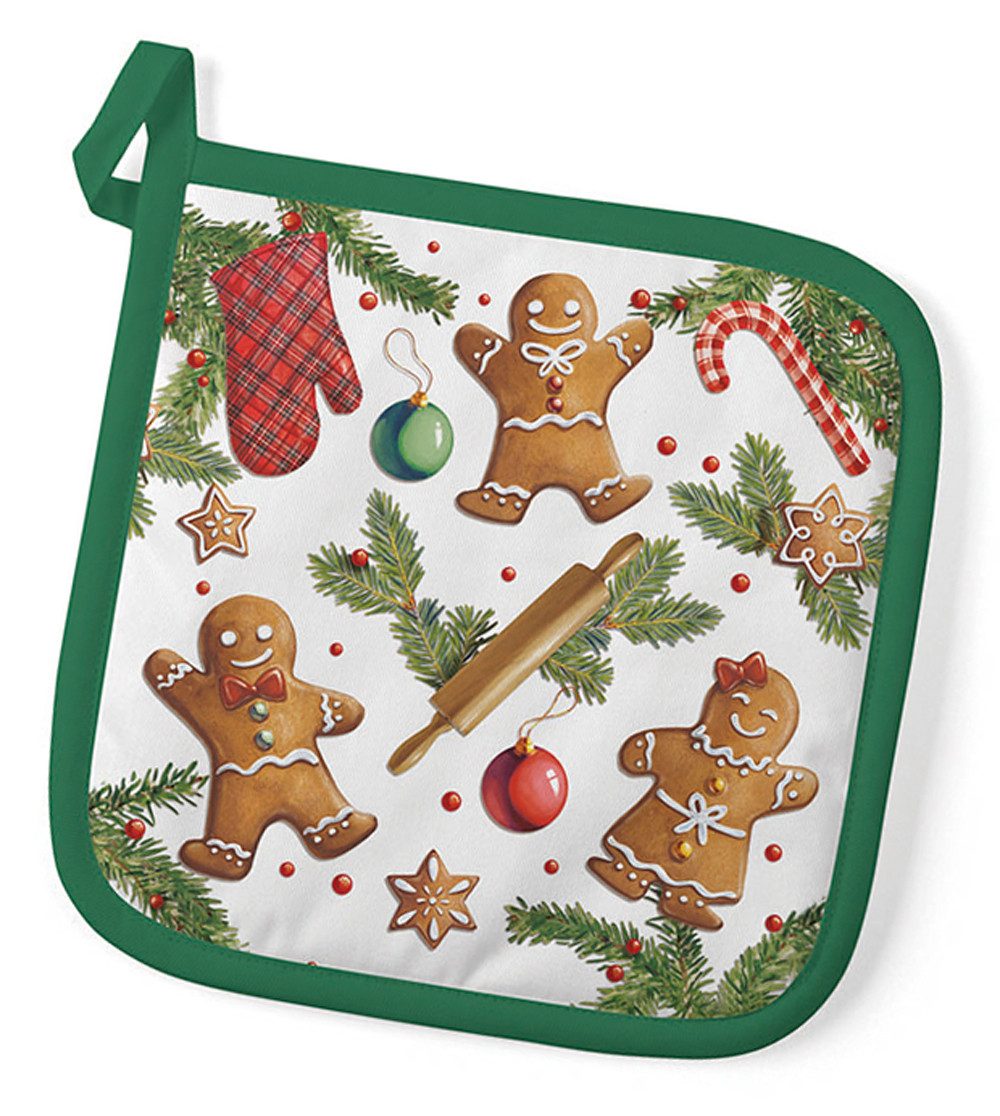 Ambiente® Topflappen Gingerbread cookies, (1-tlg., 1-teilig), hitzebeständig wattiert Pfannen Untersetzer ca.20x20cm