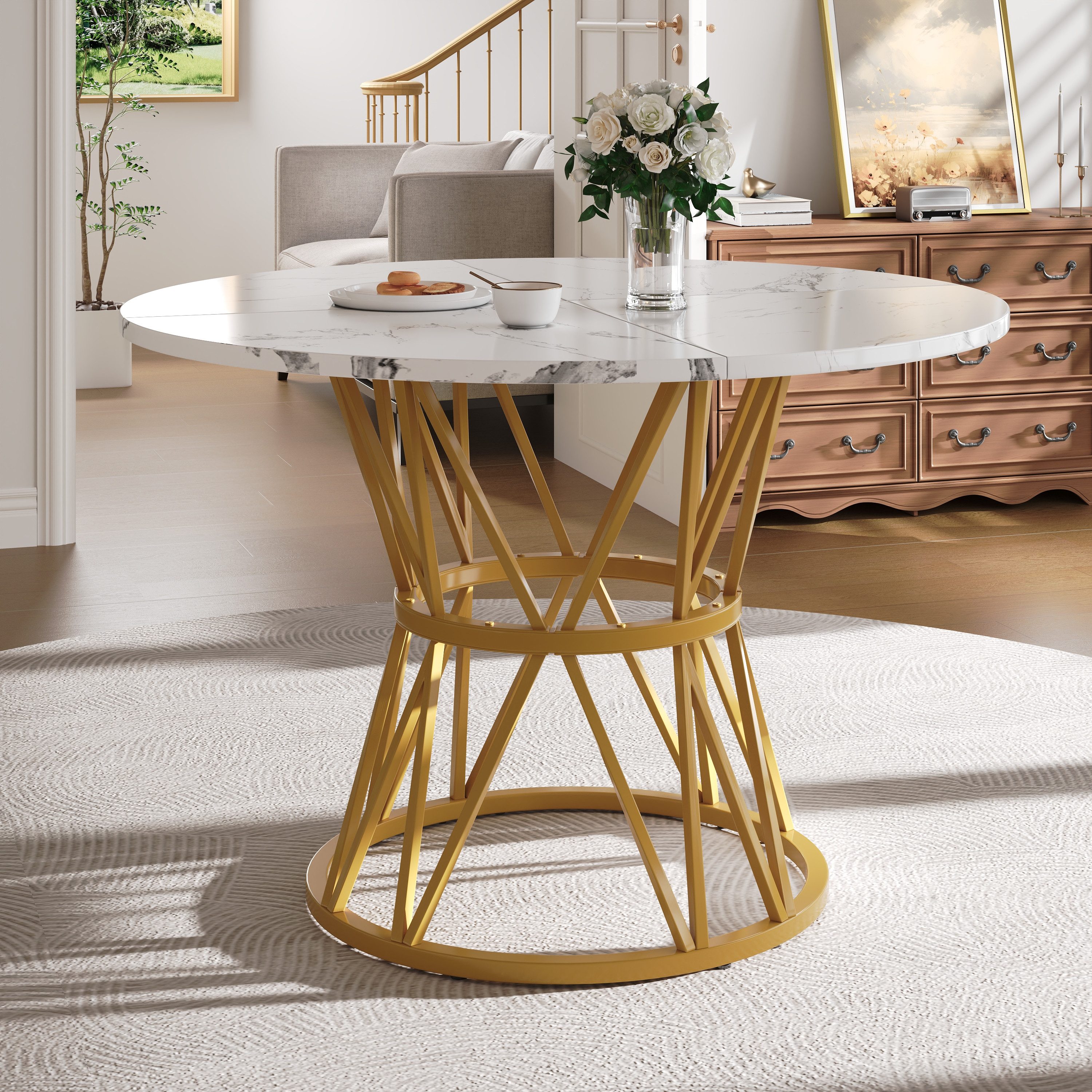 KLAM HOME Esstisch Runder Esstisch (100×100×76cm), Küchen-Esstisch, runder günstig online kaufen