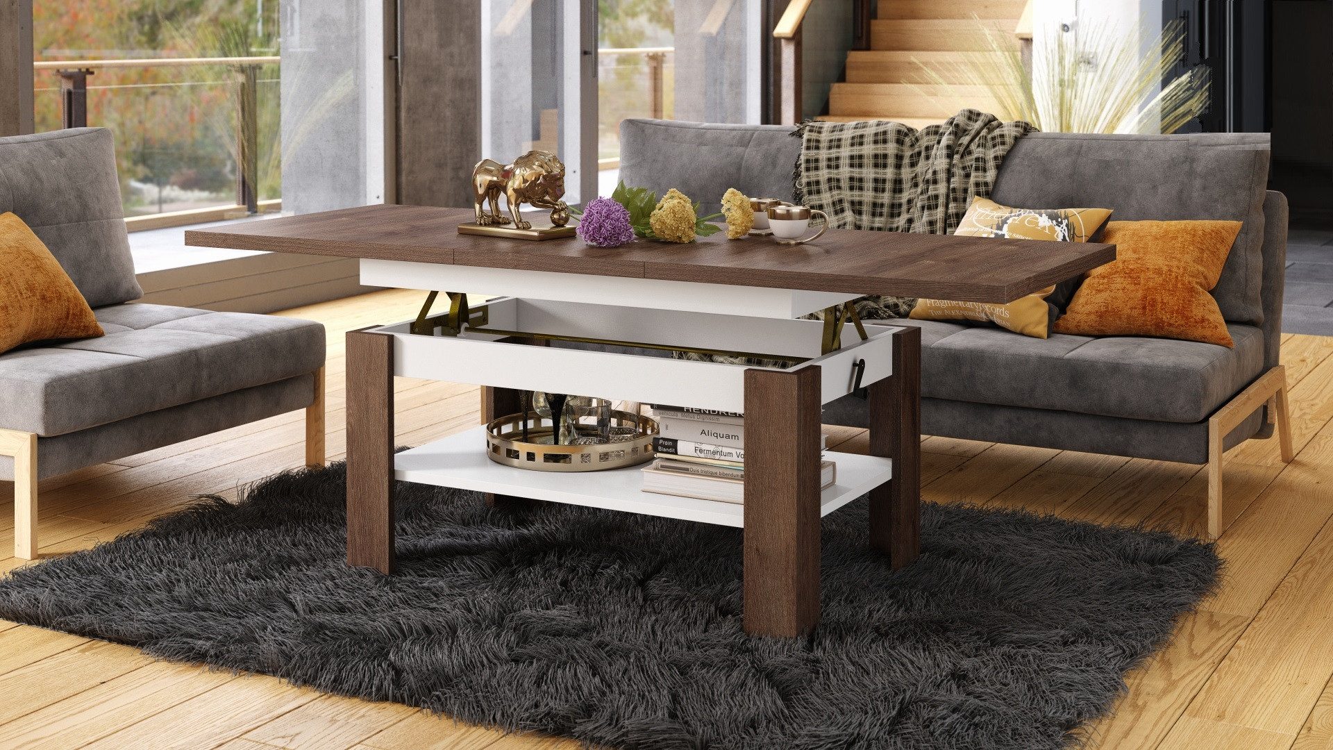 designimpex Couchtisch Design Rio stufenlos höhenverstellbar günstig online kaufen