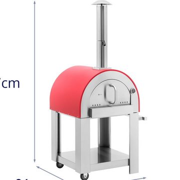 Royal Catering Pizzaofen Holz-Pizzaofen Holzbackofen holzbefeuerter Grillofen Tonstein 220 °C Ø