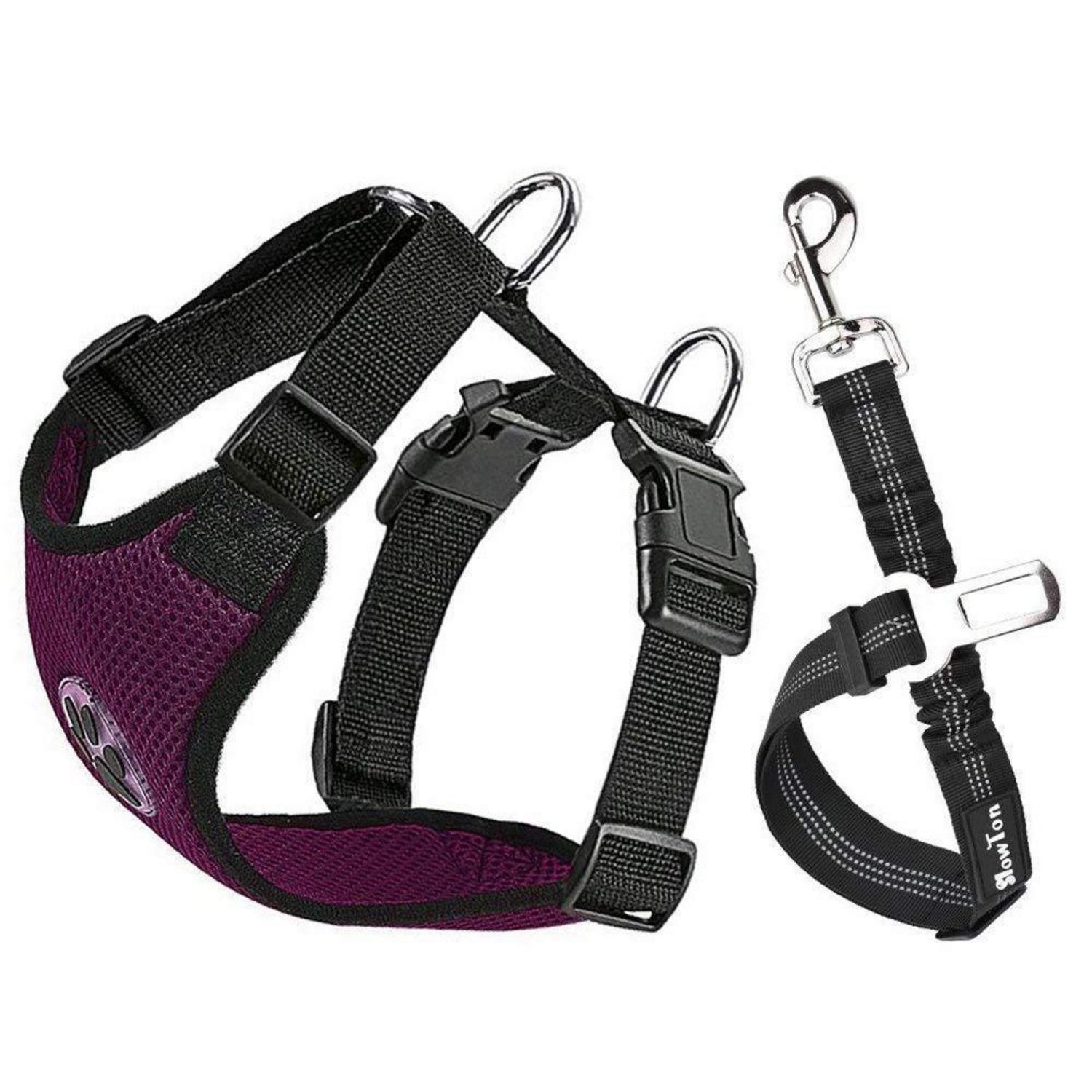 LuxusKollektion Autohundegeschirr Hundegeschirr mit Gurt, Burgund, XXXS, Textil