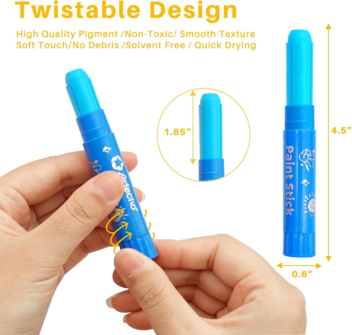 Artecho Malstift Temperastifte Set - 36 Farben inkl. Pastell, Neon & Metallic, Malfarbstifte - Leuchtend, schnell trocknend, sauber & flexibel