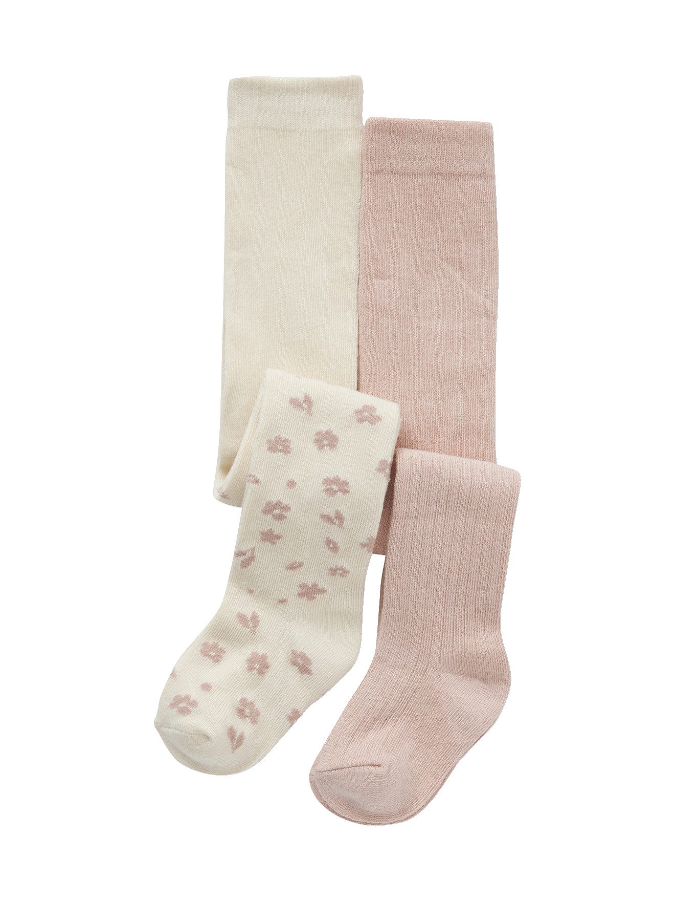 Strumpfhose 2er-Pack Mädchen Baby Strumpfhosen Blumen & Ripp