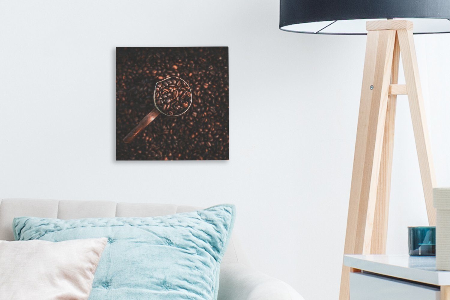 OneMillionCanvasses® Leinwandbild Kaffeebohnen Kaffeekanne, Wohnzimmer einer in Schlafzimmer (1 Leinwand für St), Bilder