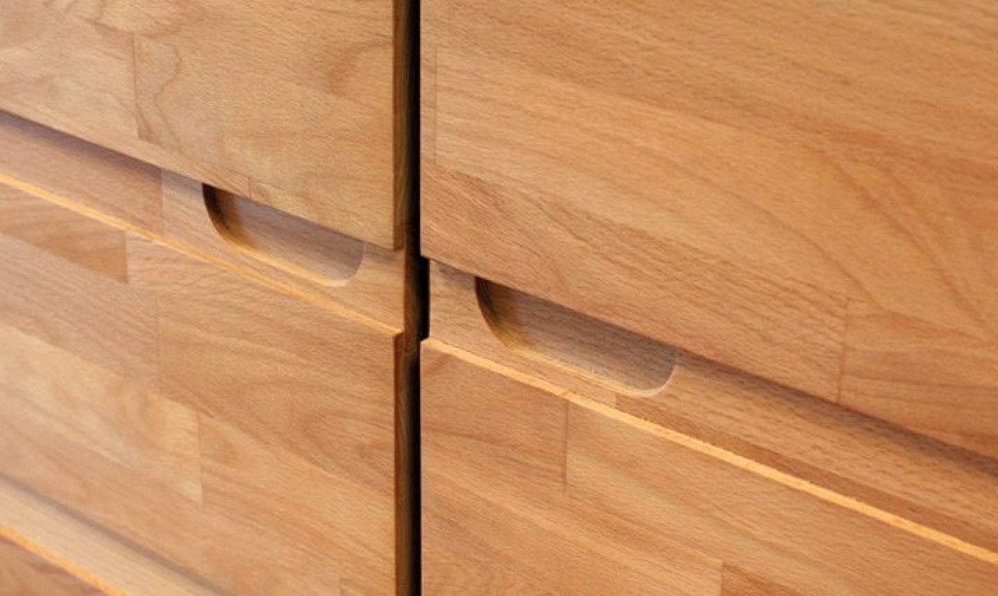 Holzbeinen Kleiderschrank und 3 145x60x212 mit Natur24 Kleiderschrank Türen Kernbuche Tinci