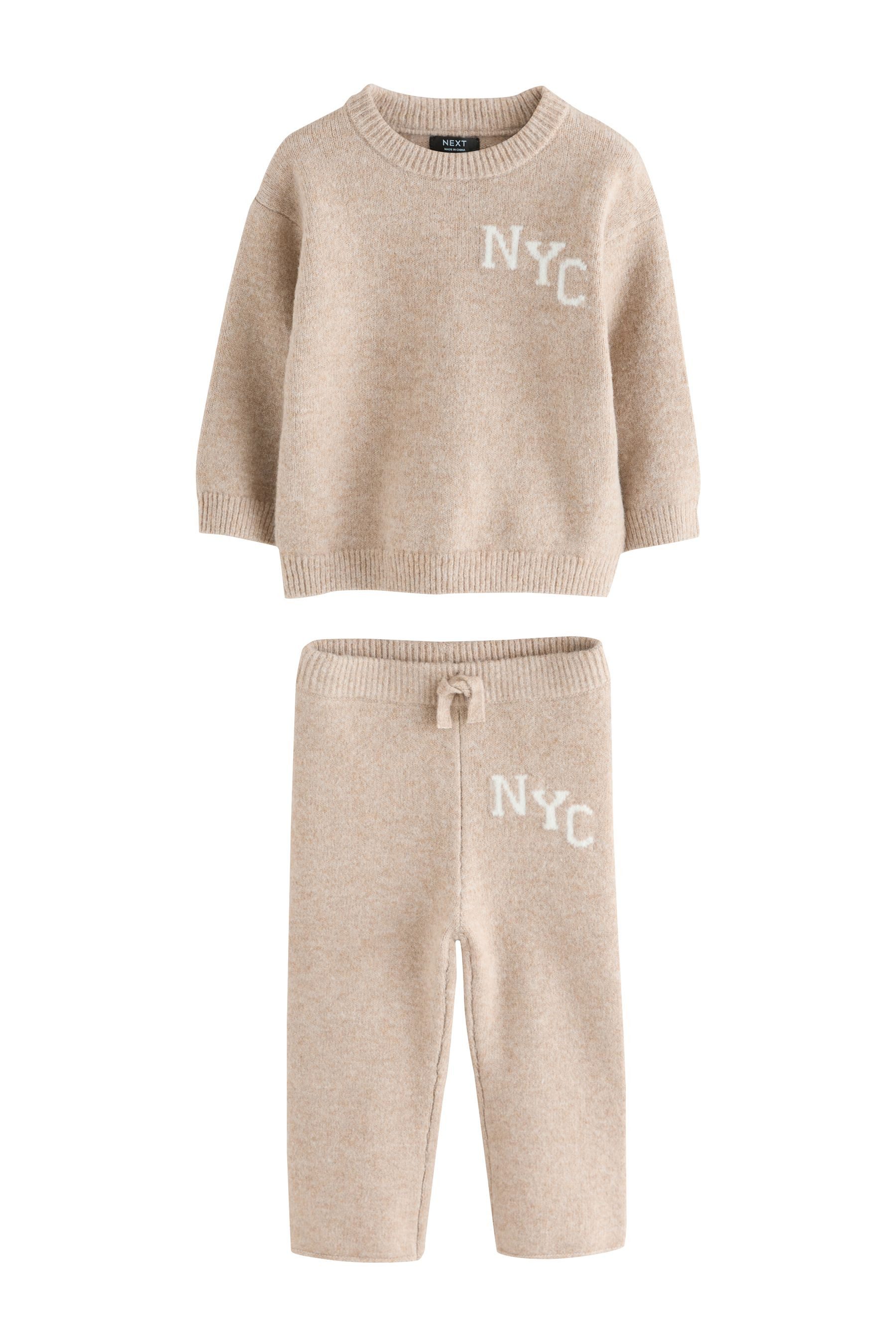 Sweatanzug Gestrickter Jogginganzug NYC College-Look
