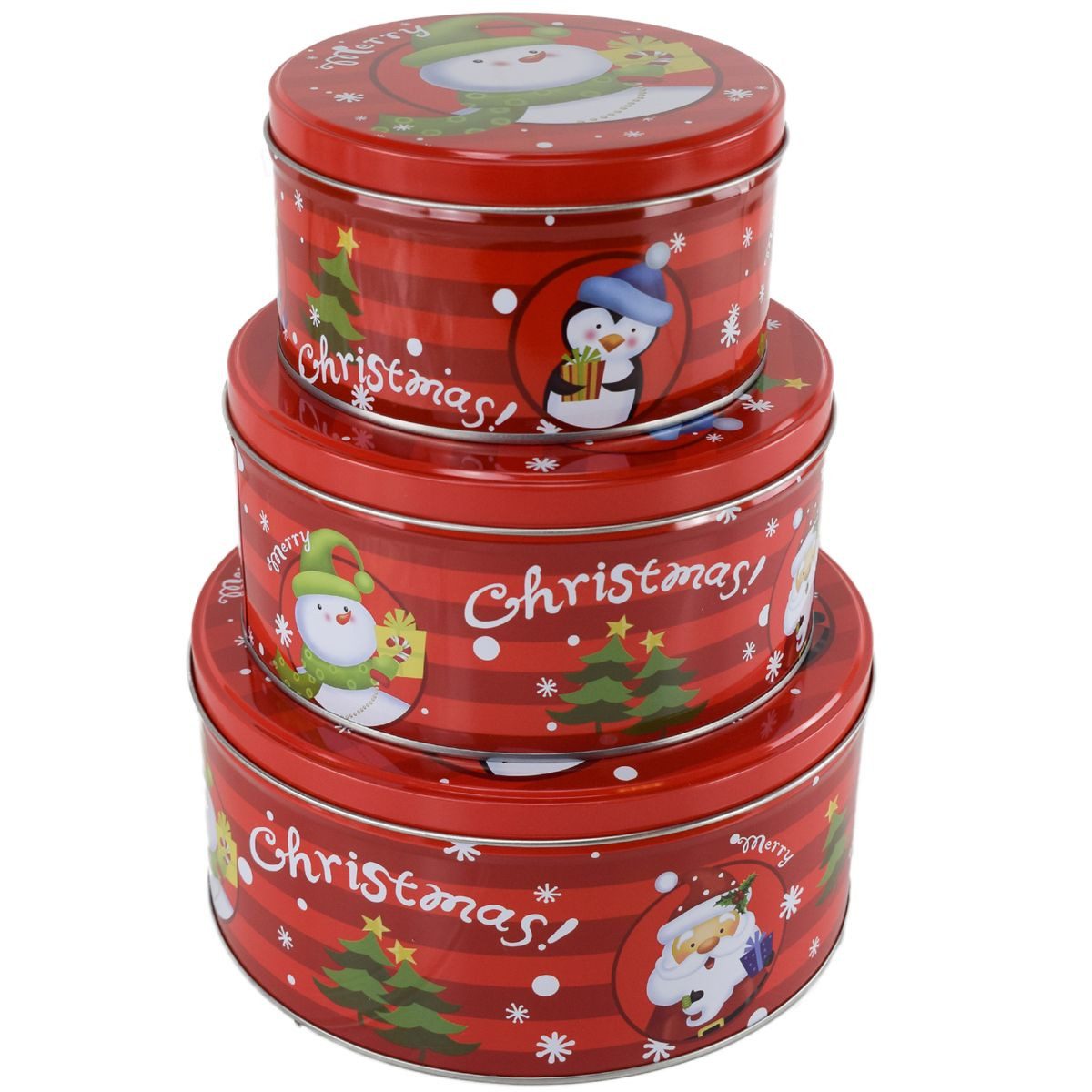 Jean Products Vorratsdose Metall Keksdosen mit Weihnachtsmotiv im Set mit 3 verschiedenen Größen, Metall, festlich gestaltet