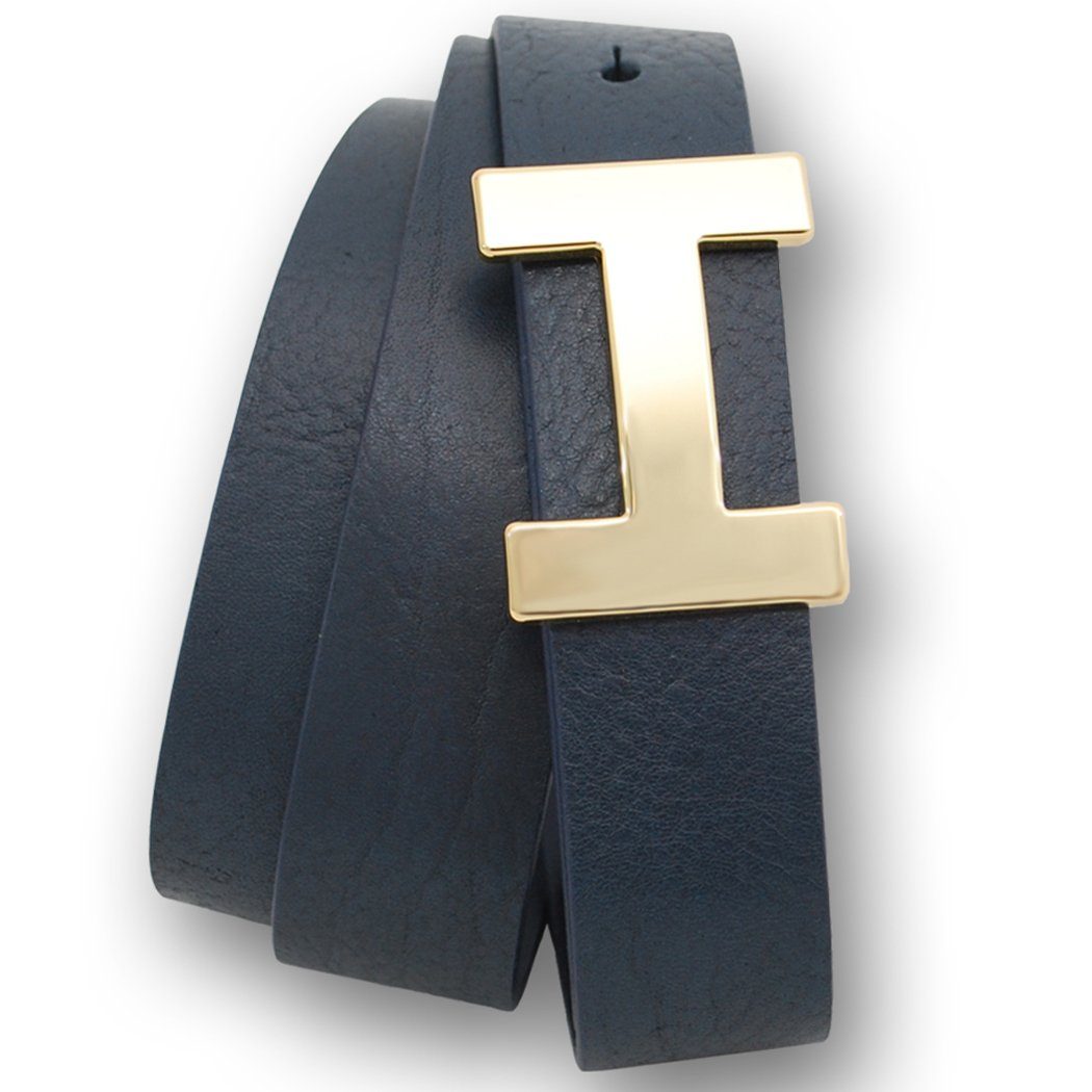 VITTOZZI Ledergürtel Gürtel, Buffalo 3cm, gold Schließe