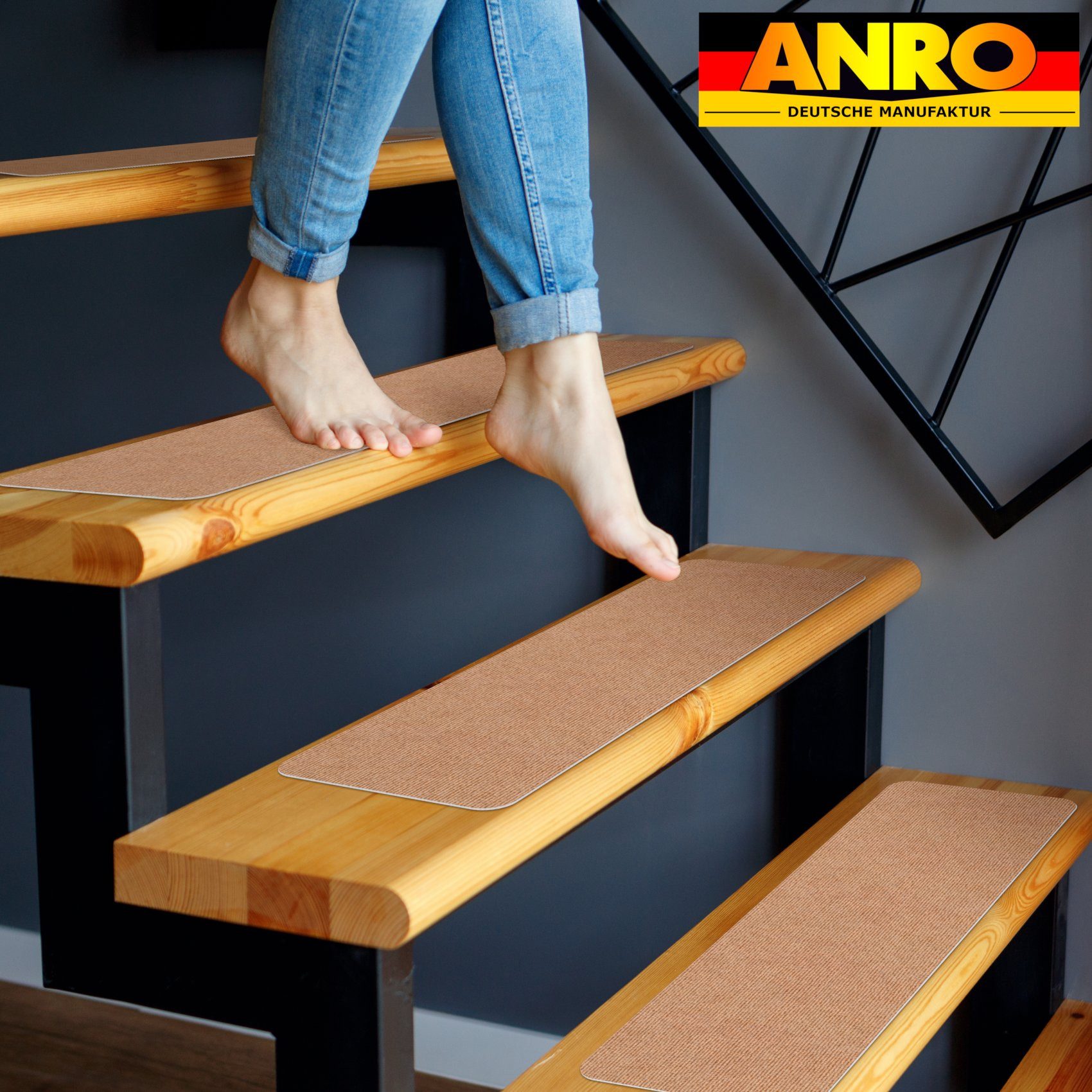 ANRO Stufenmatte Stufenschutz NEMESIS Treppenschutz Treppenmatte, Rechteck, selbsthaftend geruchsarm 20x50cm rutschsischer, anpassbar