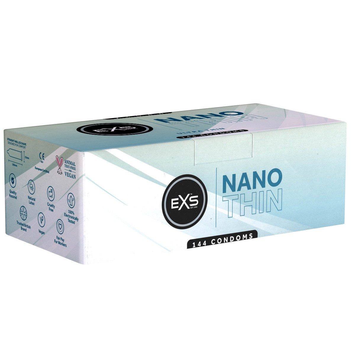 EXS Презервативы Nano Thin - superdünne Презервативы mit der dünnsten Wandstärke Packung mit, 144 St., extra dünne Презервативы für echtes Gefühl, samtige Oberfläche, perfekte Wärme-Übertragung