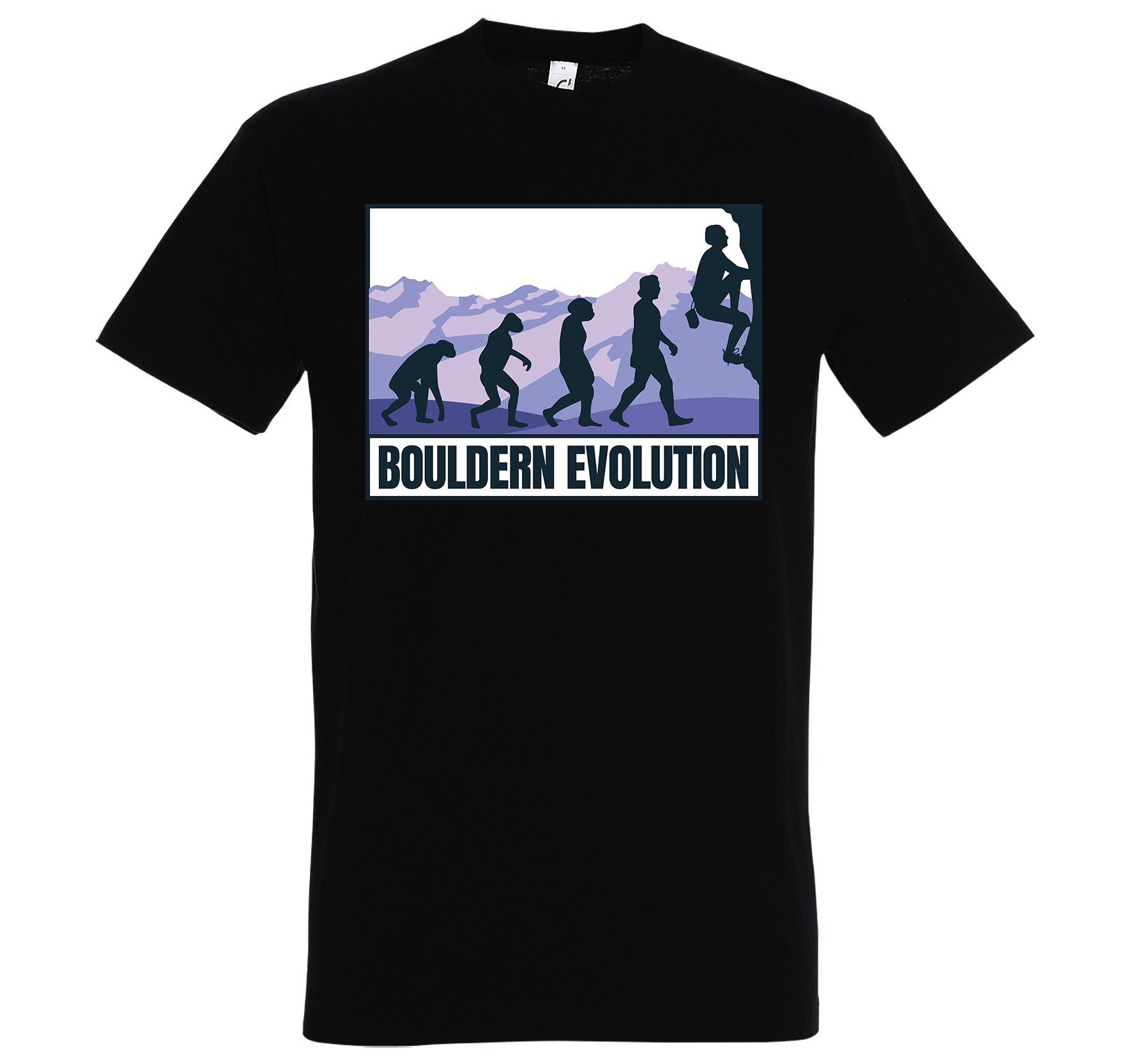 Evolution Frontprint Shirt Schwarz Designz trendigem Youth Bouldern T-Shirt mit Herren