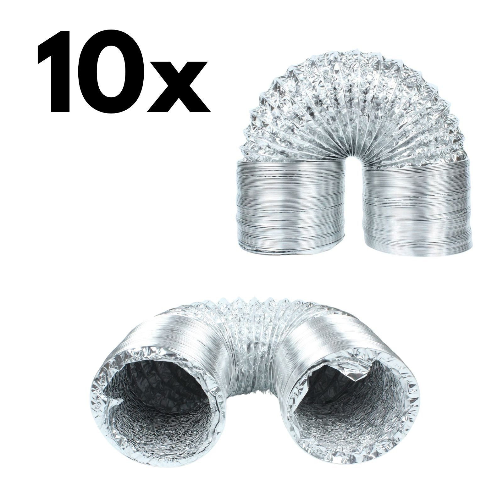 Growbird Flexschlauch 10x Aluminium Flexschlauch Ø100 mm, 7,5 m lang, Lüftungsschlauch, (10 St)
