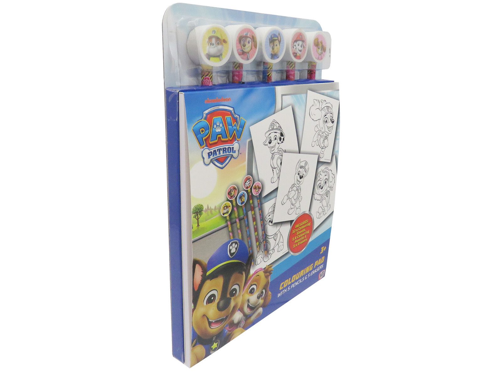 PAW PATROL Malbuch Malbuch mit Radierstiften 32 Malseiten 5 Buntstifte und 5 Radiergummis