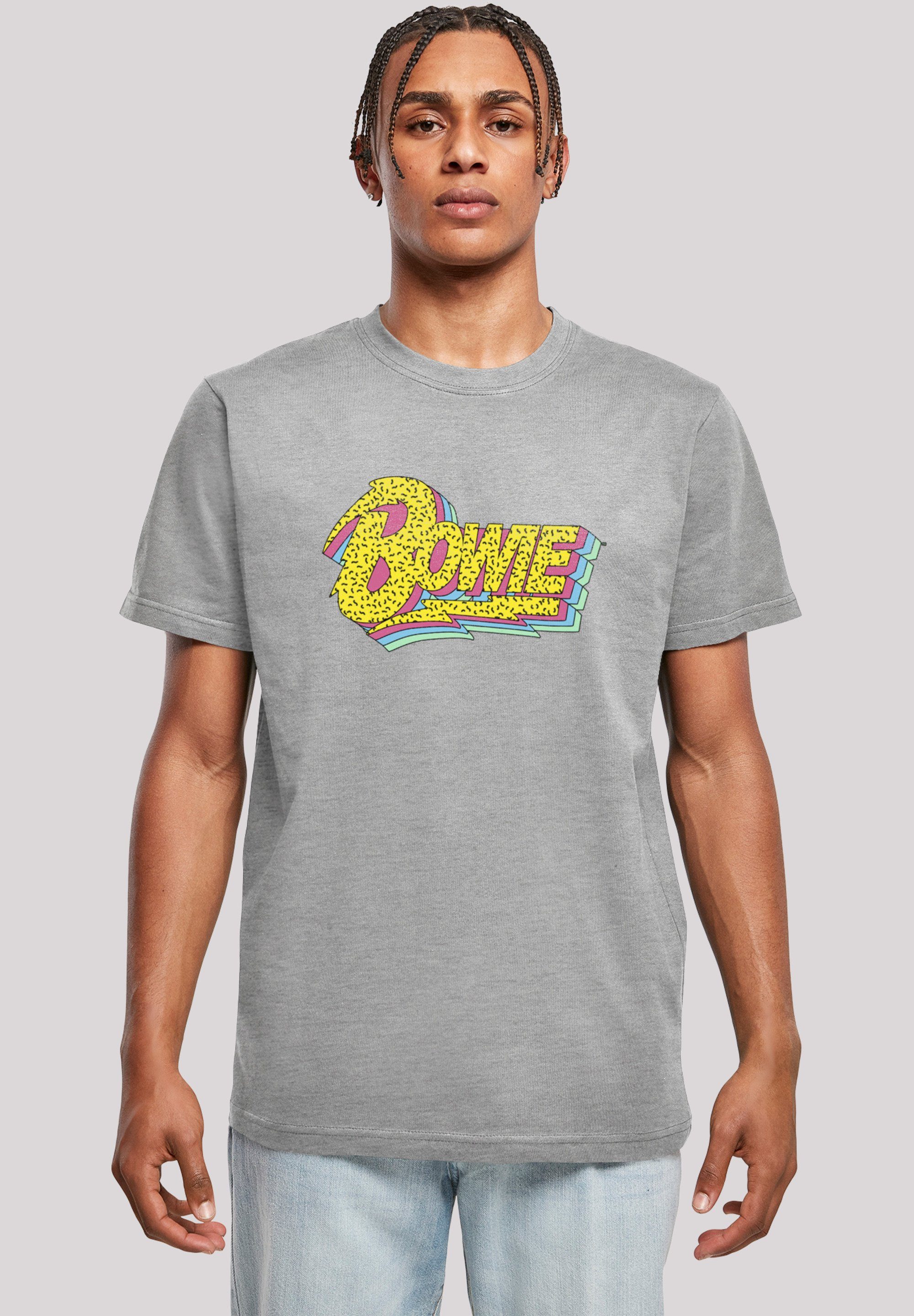 F4NT4STIC T-Shirt David Bowie Moonlight 90s Logo Print heather grey