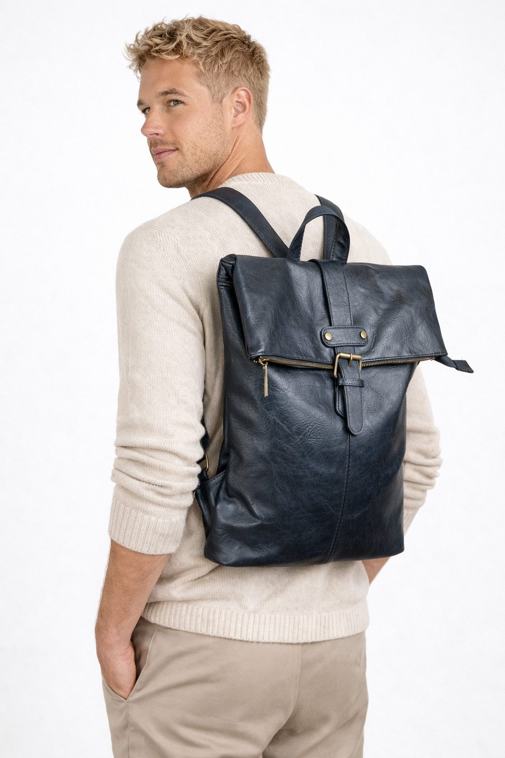 ITALY VIBES Cityrucksack - Rucksack aus Lederimitat - Foldable Rucksack für Herren