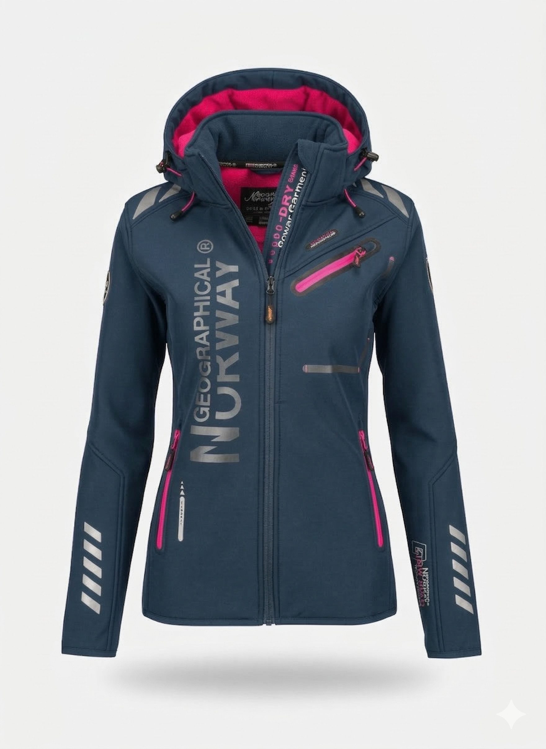 Geographical Norway Softshelljacke Damen Outdoor Wind Jacke Herbst Winter Übergangsjacke Navy (1-St) Mit Kapuze