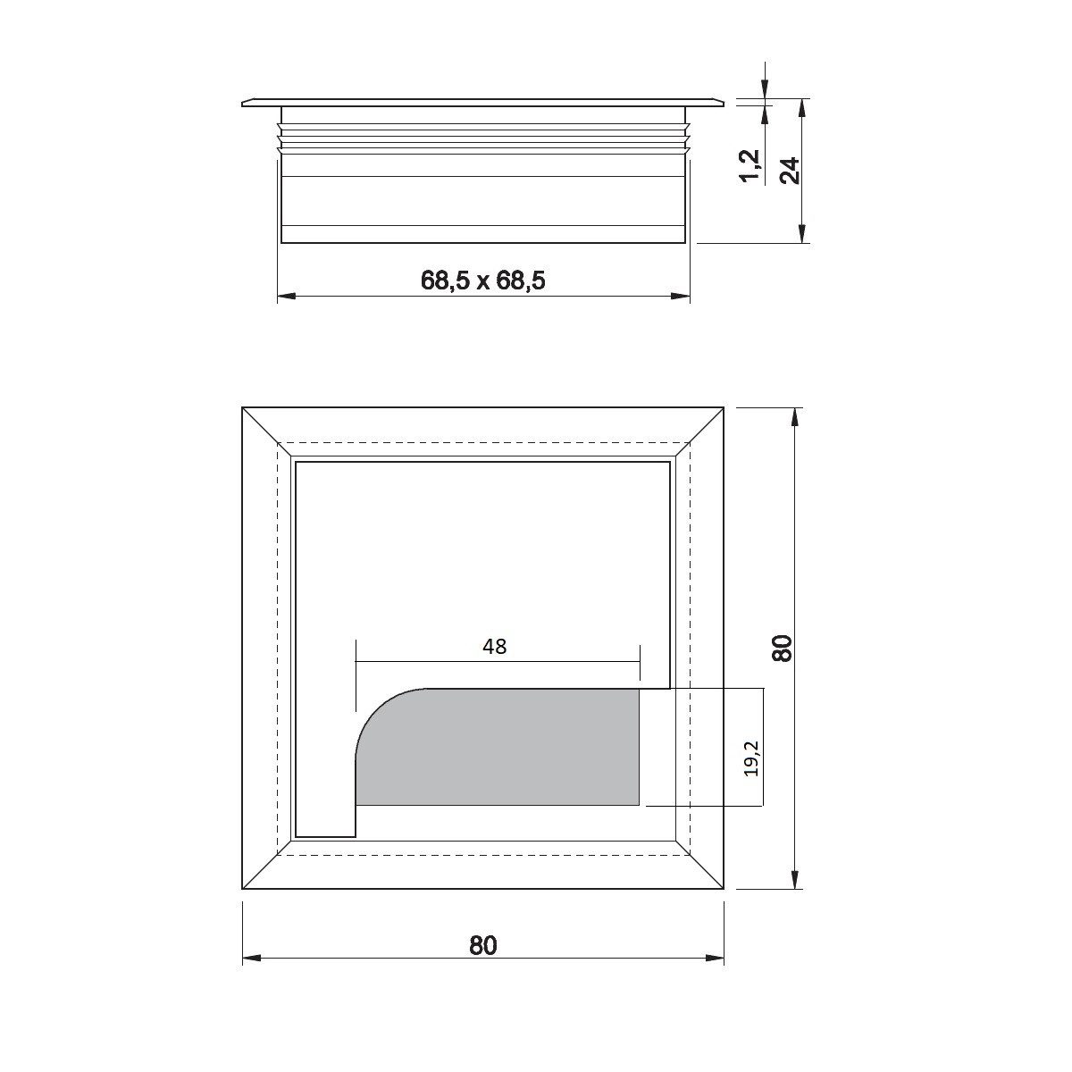 MS Beschläge Kabelkanal Kabeldurchlass Aluminium Kabeldose Bürstendichtung