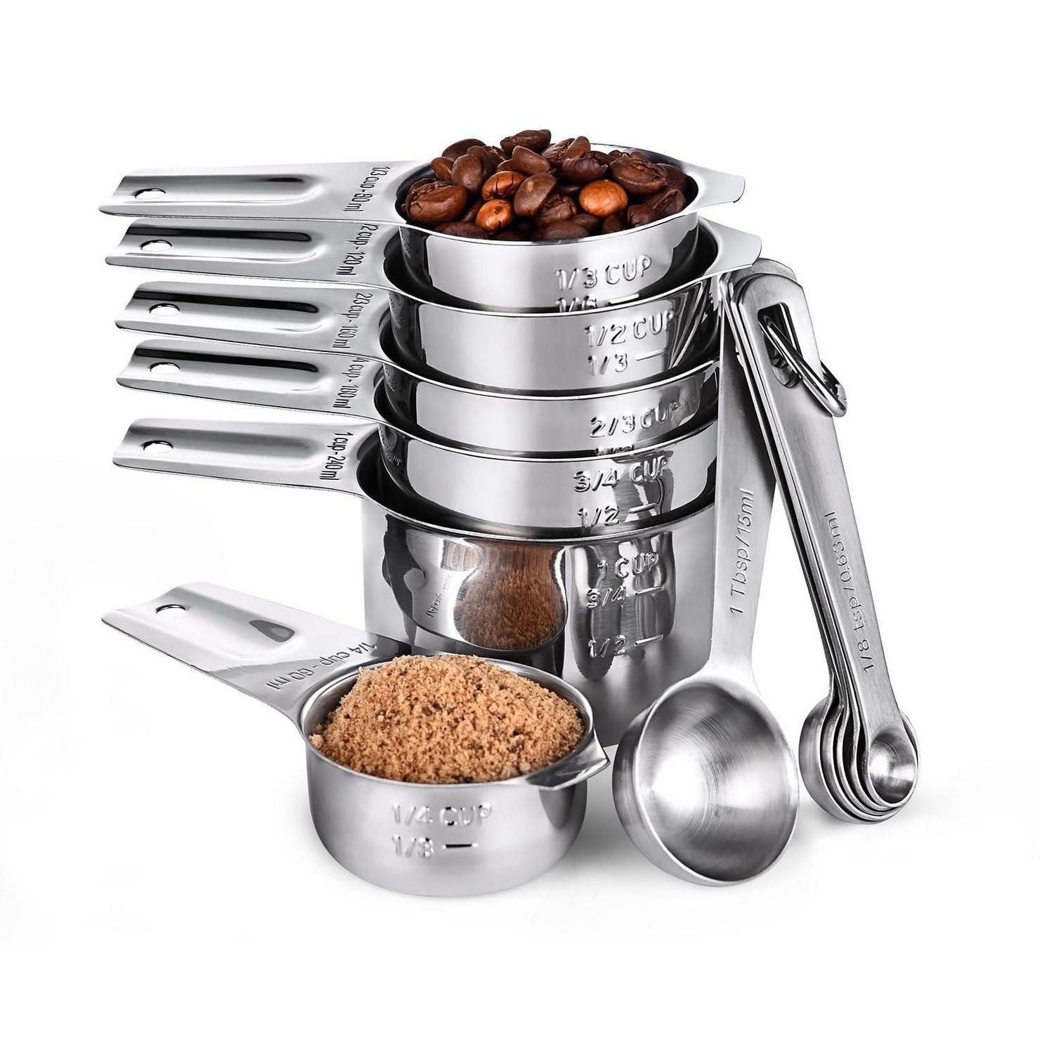 LuxusKollektion Messbecher Küchen-Messbecher & Löffel 12er Set Edelstahl