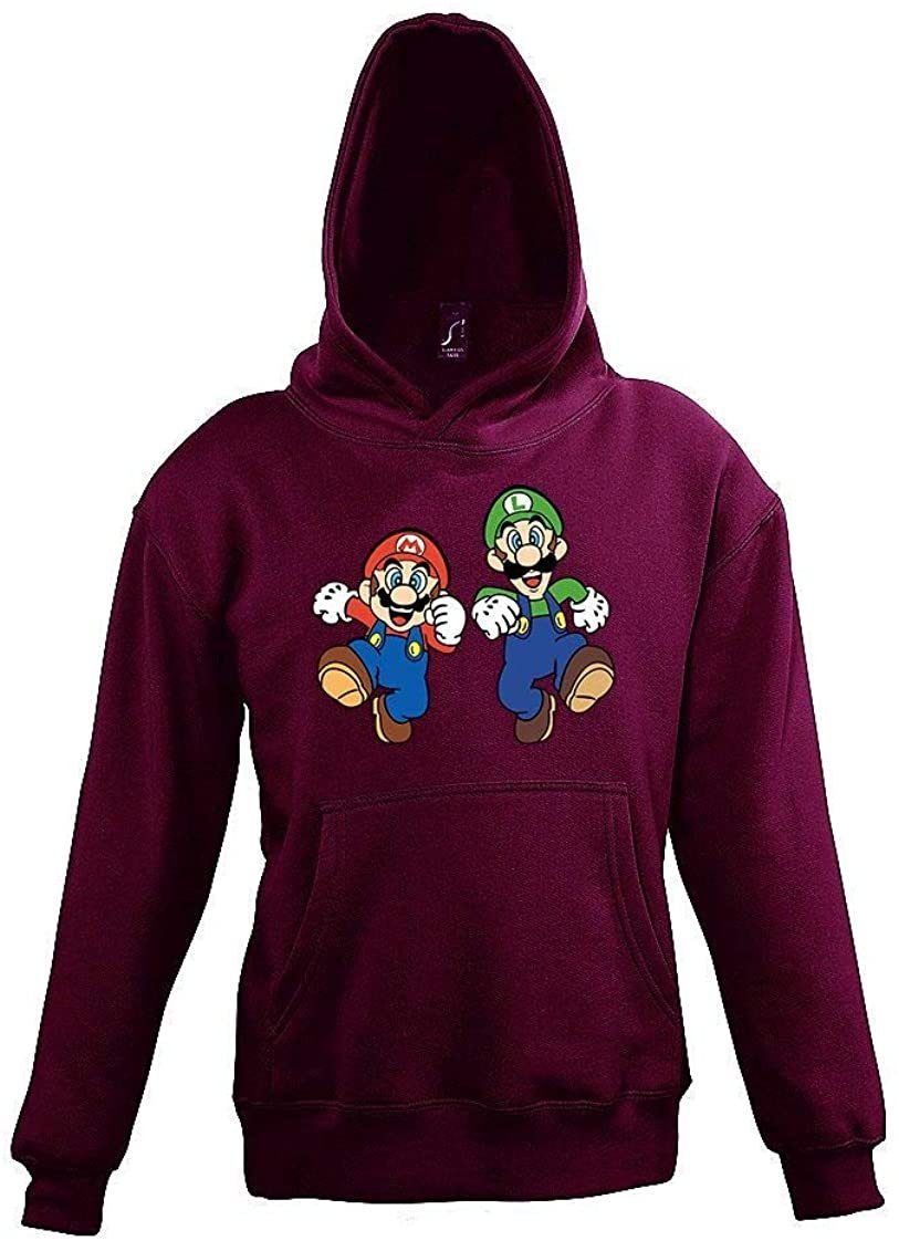 Youth Designz Kapuzenpullover Kinder Kapuzenpullover Hoodie Pullover Mario & Luigi mit modischem Print Burgund