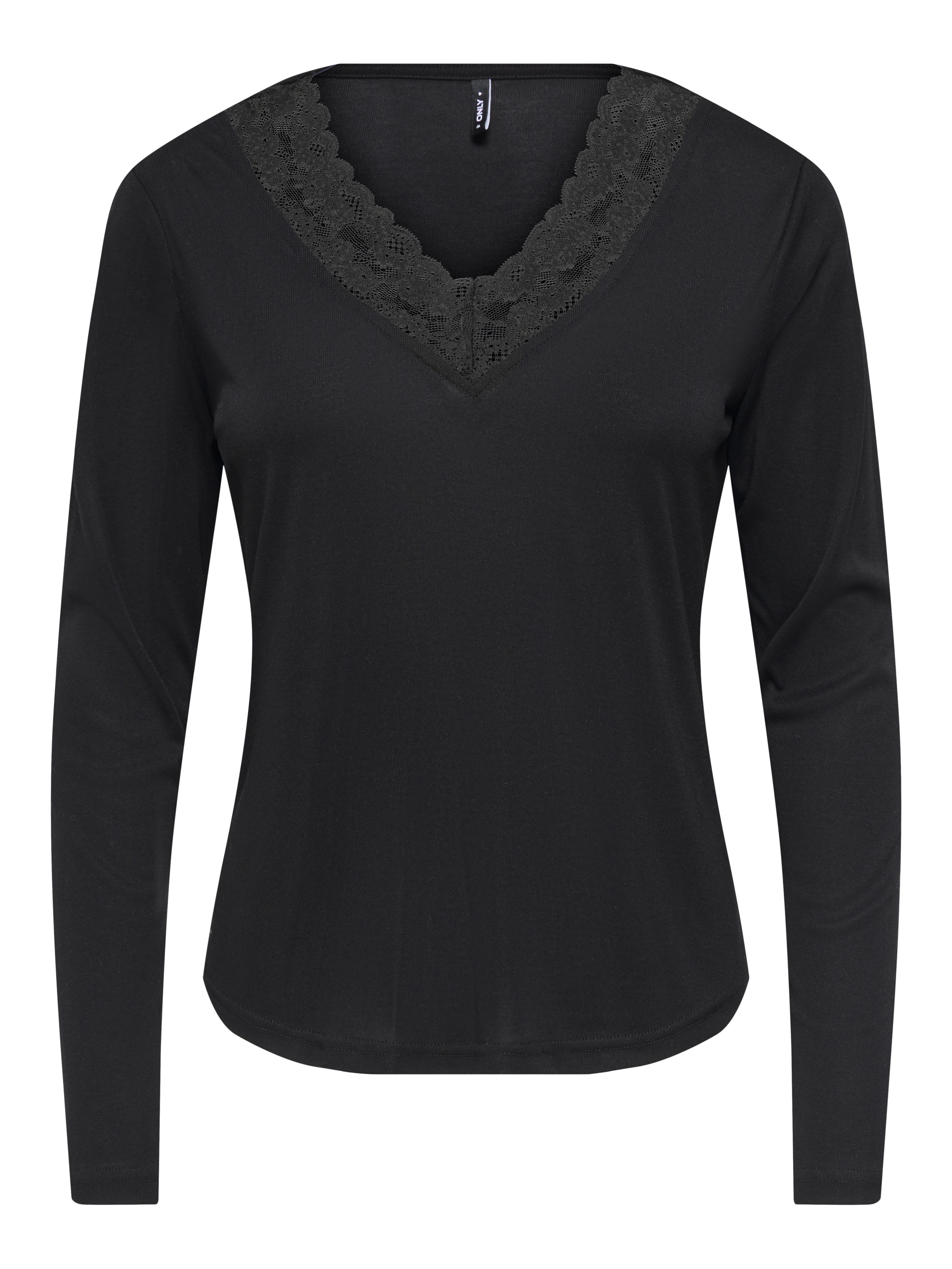 ONLY Langarmshirt ONLIDA L/S V NECK LACE TOP CS JRS Viskosemischung, regular fit
