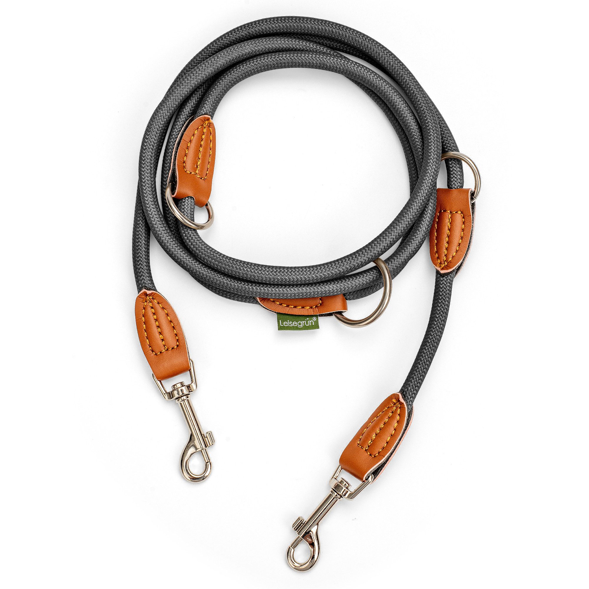 Leisegrün Hundeleine Hundeleine für kleine Hunde, nur 160g leicht, Hundeleine 2m - Grau, Nylon