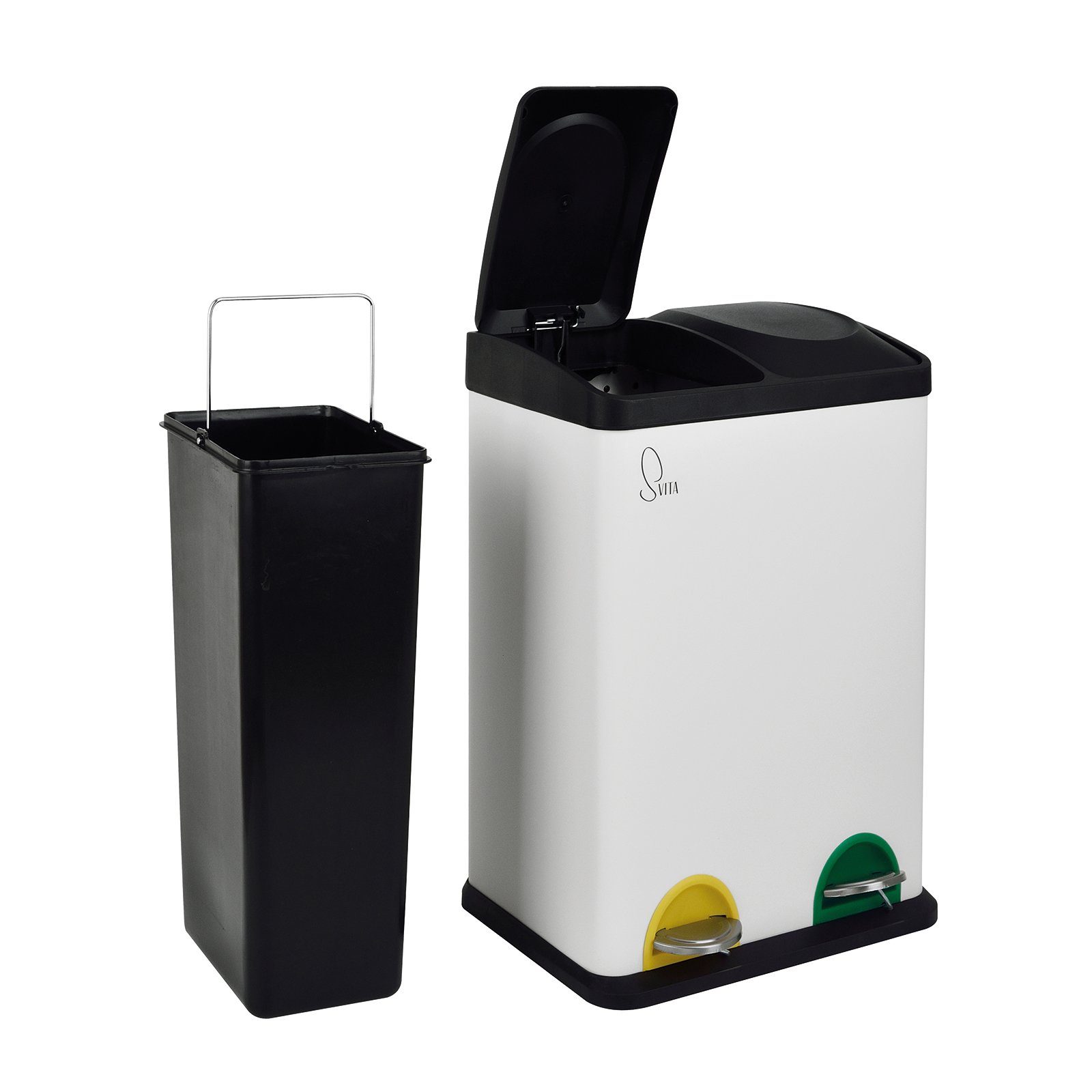 SVITA Mülleimer TC2X20, Kücheneimer, Office, Trennmülleimer, Mülltrennung, Weiß