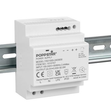 Poppstar Din Rail-Netzteil 24V Hutschienen-Netzteil (Input 100-240 V AC 50/60 Hz, Output 24 V DC 3,83 A 92 W)