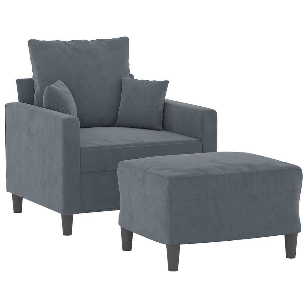 vidaXL Sofa Sessel mit Hocker Dunkelgrau günstig online kaufen