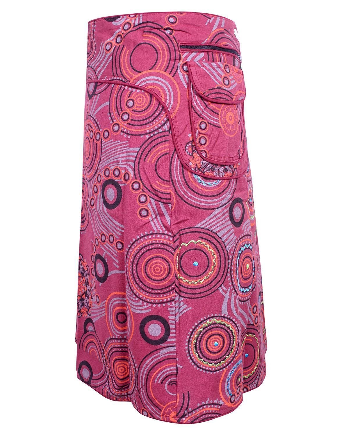Vishes Wickelrock Rock z. Wickeln Druckknöpfe Blumen Kreise Bestickt Cacheur, Elfen, Goa, Hippie Style