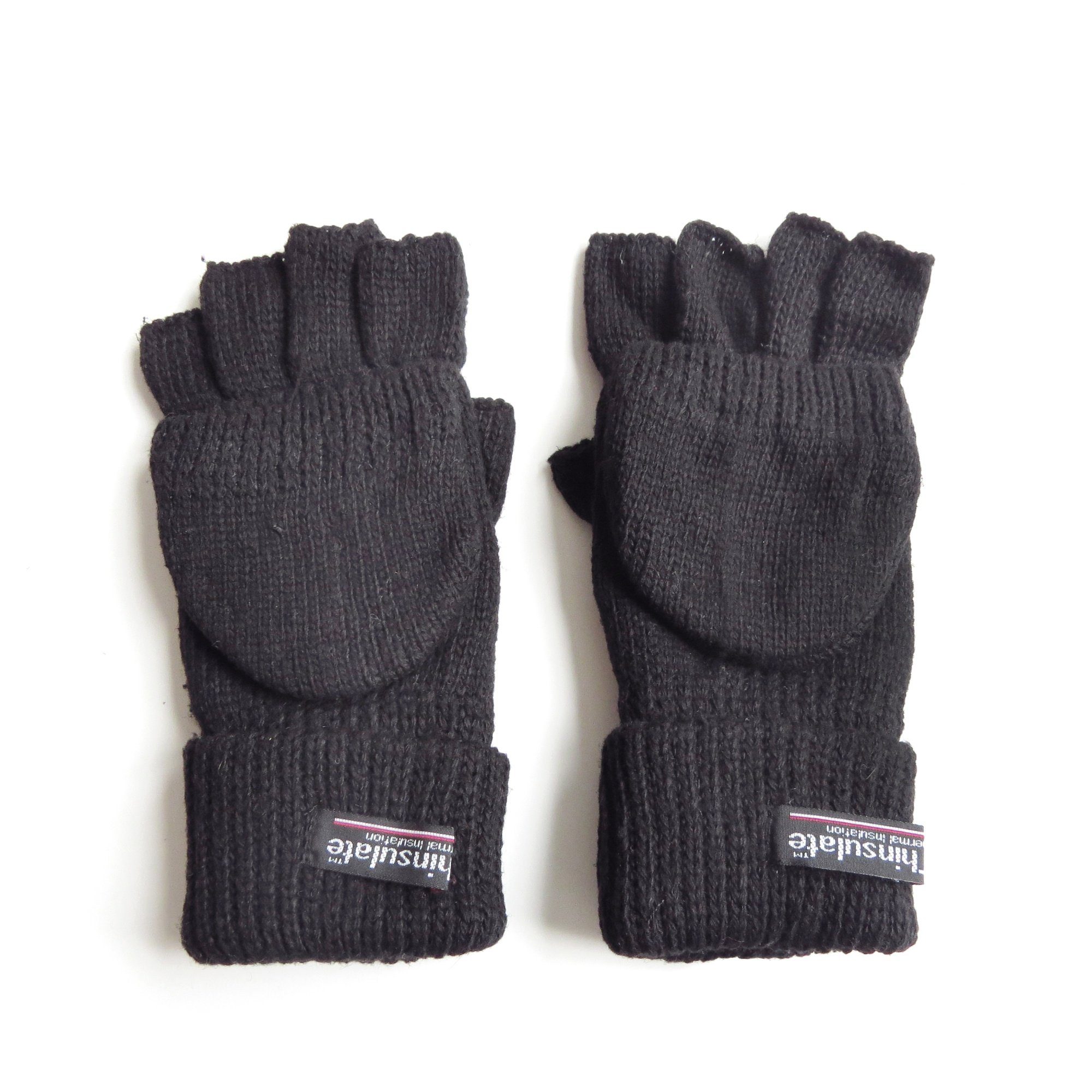 Halbfinger Sonia Originelli Strickhandschuhe Wolle schwarz Fleece Kappe Fäustel Strickhandschuhe Halbfinger