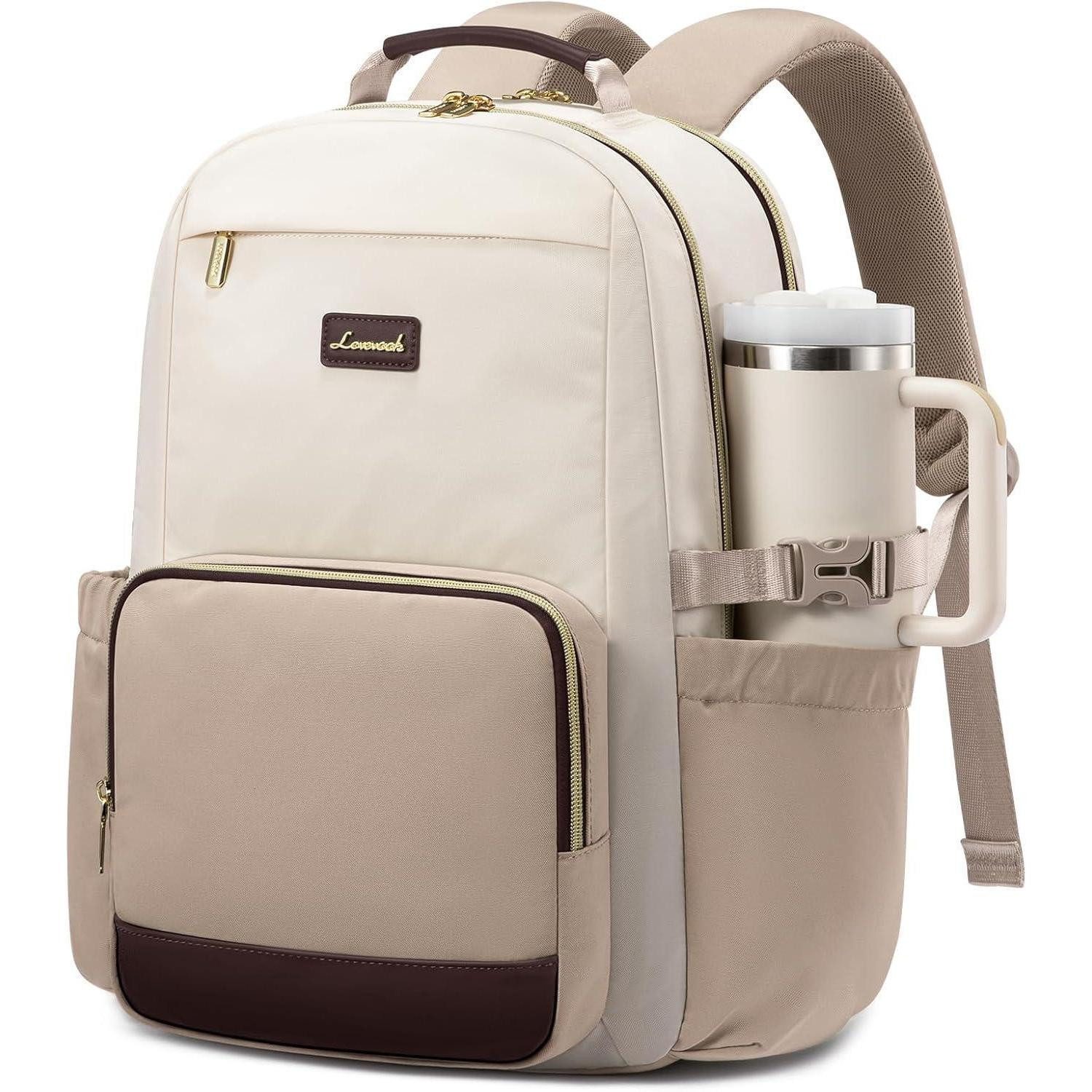 Laptoprucksack Rucksack Damen Laptopfach Schulrucksack Beige Nackt Teefarbe 15.6 zoll