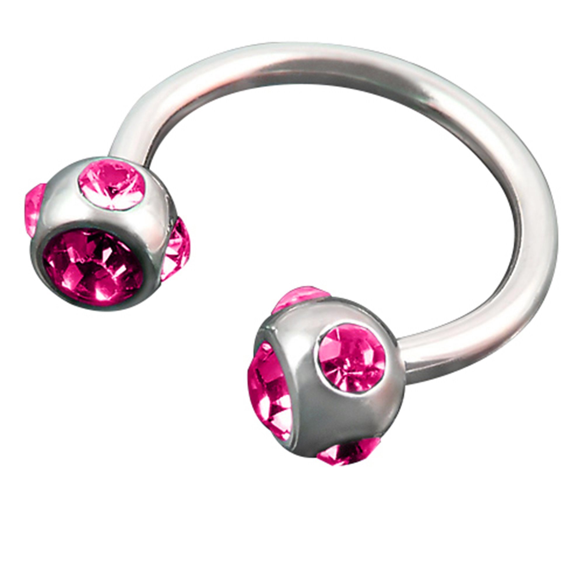 Taffstyle Piercing-Set Piercing Hufeisen Multi Kristall Kugeln, Lippenpiercing Lippe Schmuck Piercing Hufeisen Multi Kristall Kugeln Pink