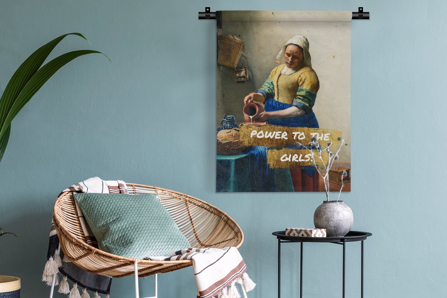Wanddekoobjekt Meister, - Zitate MuchoWow - an Gold Milchmädchen - - Schlafzimmer Tapisserie, der Gemälde Wand, Deko Wohnzimmer, Alte für