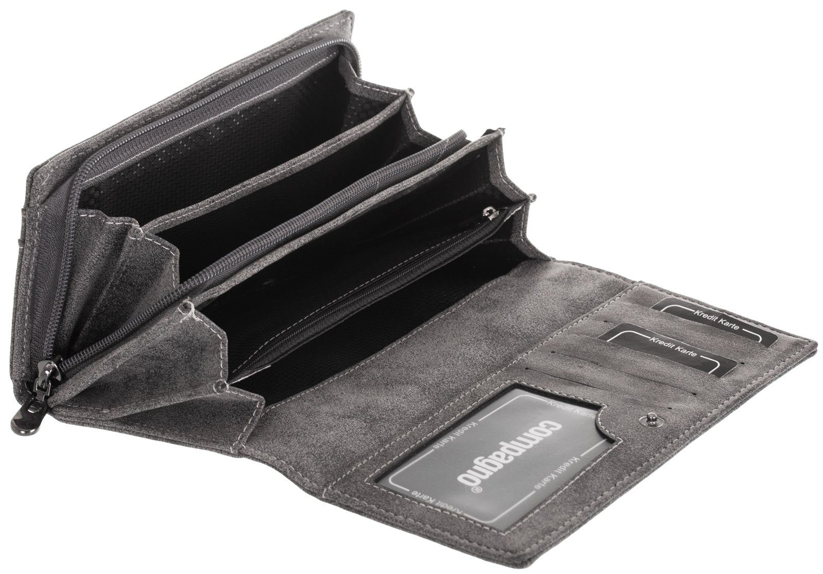 compagno Geldbörse, Damen Geldbörse faltbar uni in Anthrazit Portemonnaie G günstig online kaufen