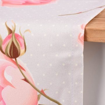 SCHÖNER LEBEN. Tischläufer Tischläufer Rosenzweig gepunktet aus Kunstfaser div. Varianten rosa h, pflegeleicht