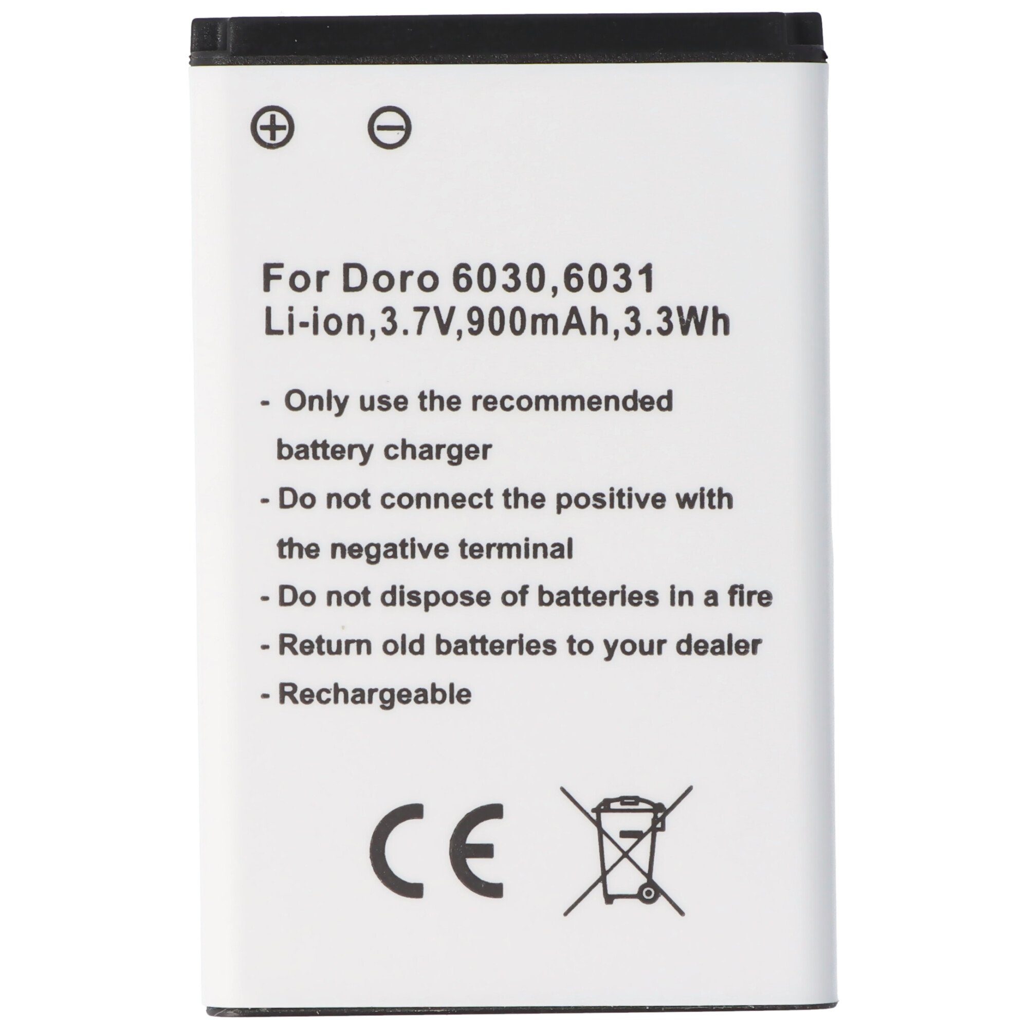 Akku passend für Doro 6030, 6031, Li-Ion, 3,7V, 900mAh, 3,3Wh Akku