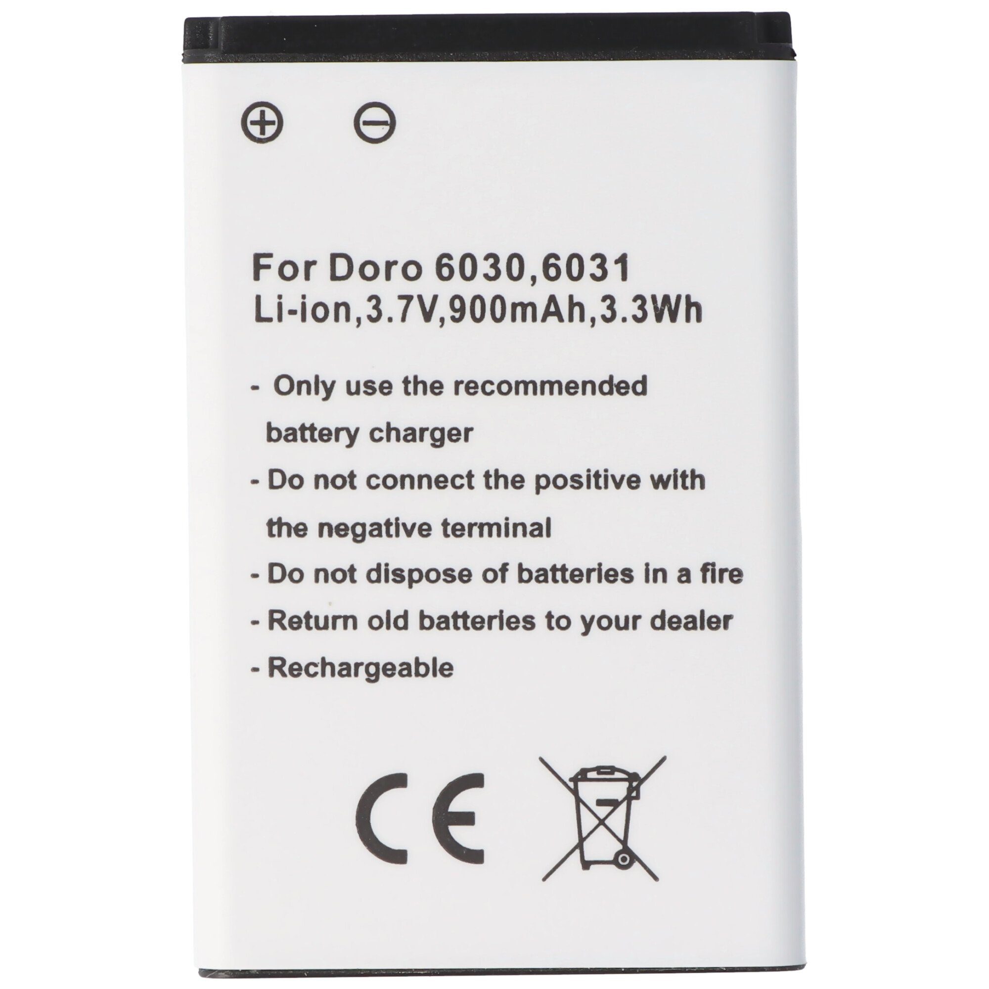 6030, 6031, V) 3,3Wh (3,7 900 Doro Li-Ion, AccuCell 3,7V, passend 900mAh, Akku Akku mAh für