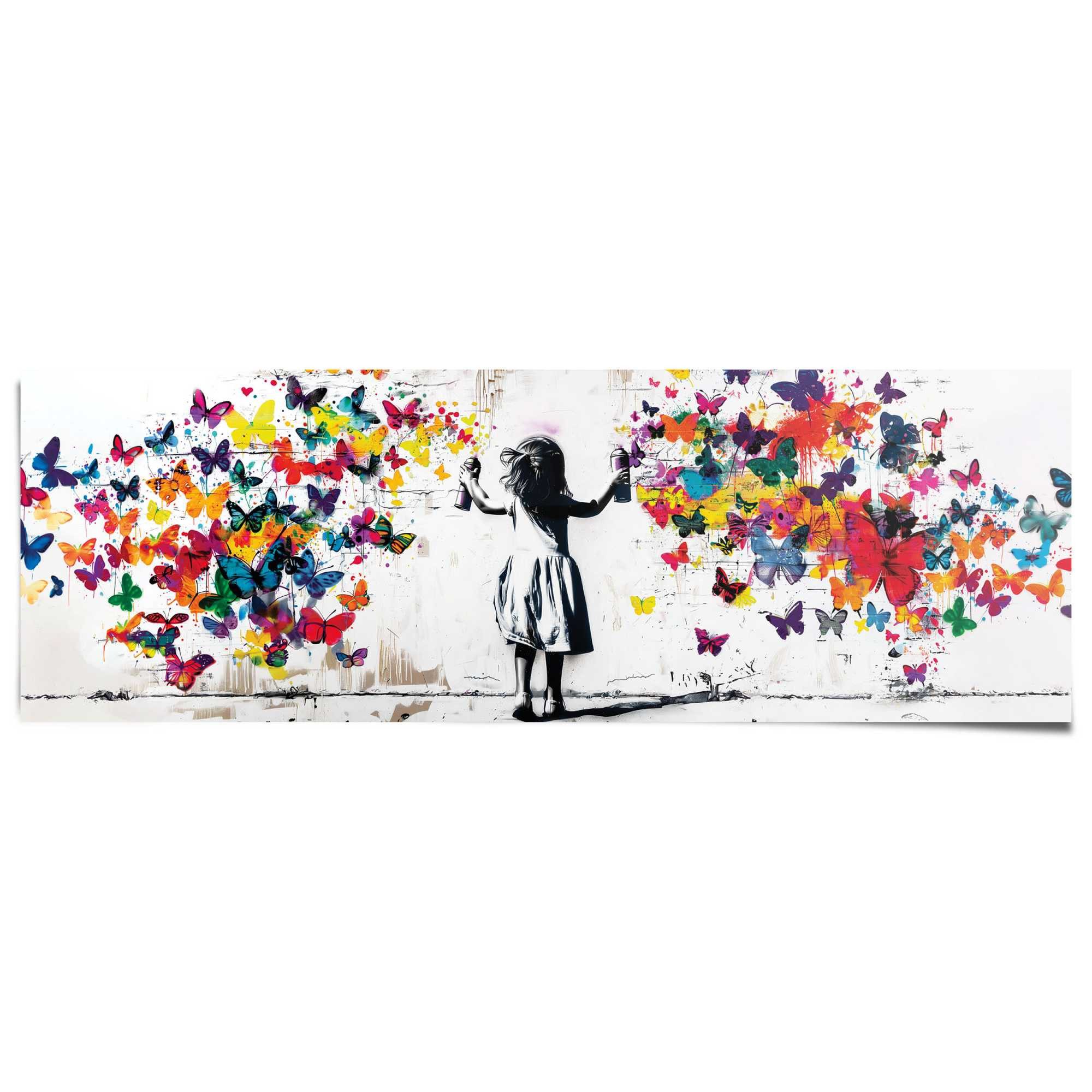 Reinders! Плакат Girl Spraying, Wohnzimmer - Mehrfarbig - 170 gr. Papier - Street Art - 158x53 cm