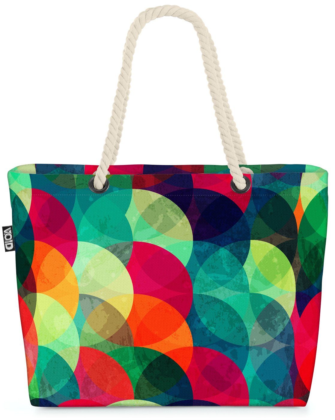 VOID Strandtasche (1-tlg), Bunte Kreise Beach Bag gemustert Kreise Bunt Muster Grafik Kunst Farb