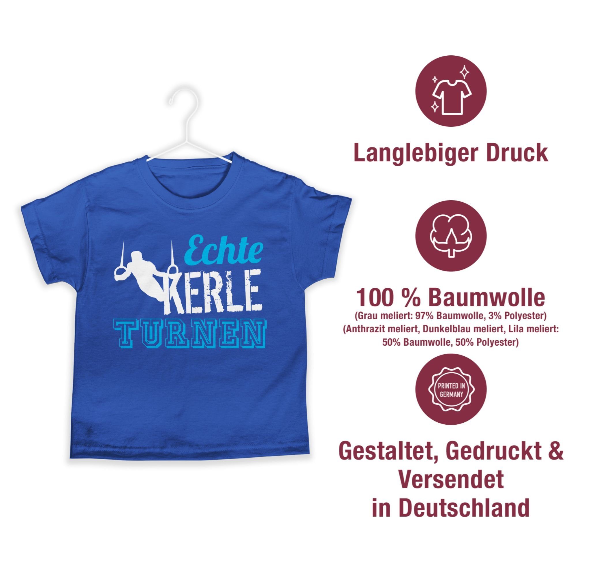Sport Shirtracer T-Shirt turnen Kleidung Kinder Echte Kerle Royalblau 2