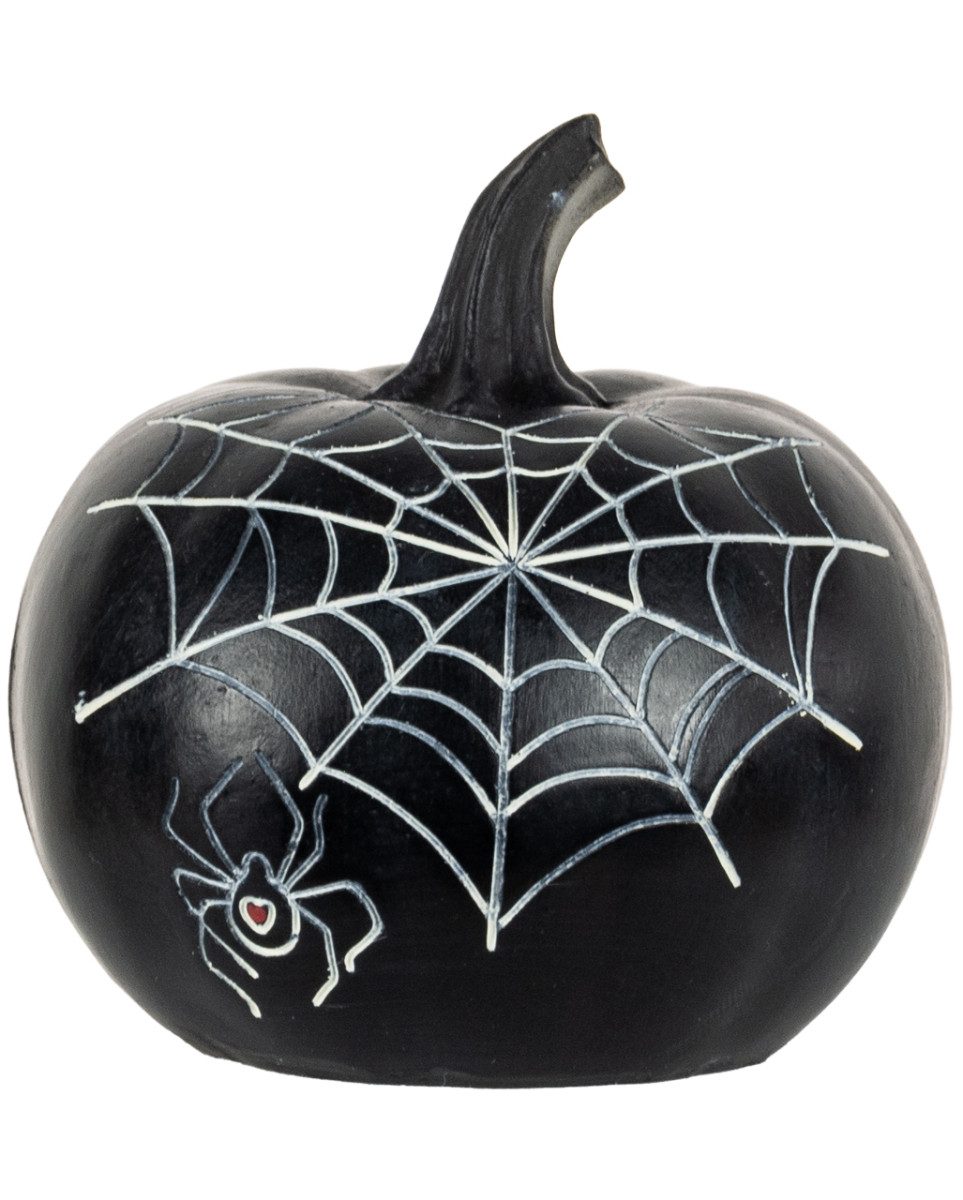 Horror-Shop Dekoobjekt Schwarzer Halloween Kürbis mit Spinne & Herzförmig