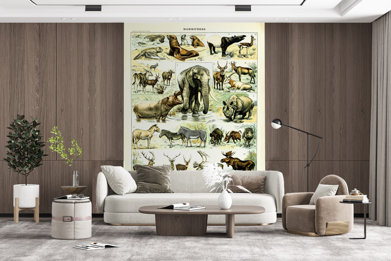 MuchoWow Fototapete Tiere - Elefanten Wandtapete Wohnzimmer, Matt, St), für (4 Hirsche, Vinyl Montagefertig Tapete - bedruckt