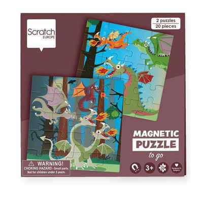 Carletto Puzzle Reise-Magnetpuzzle Drachen 20 Teile, 20 Puzzleteile