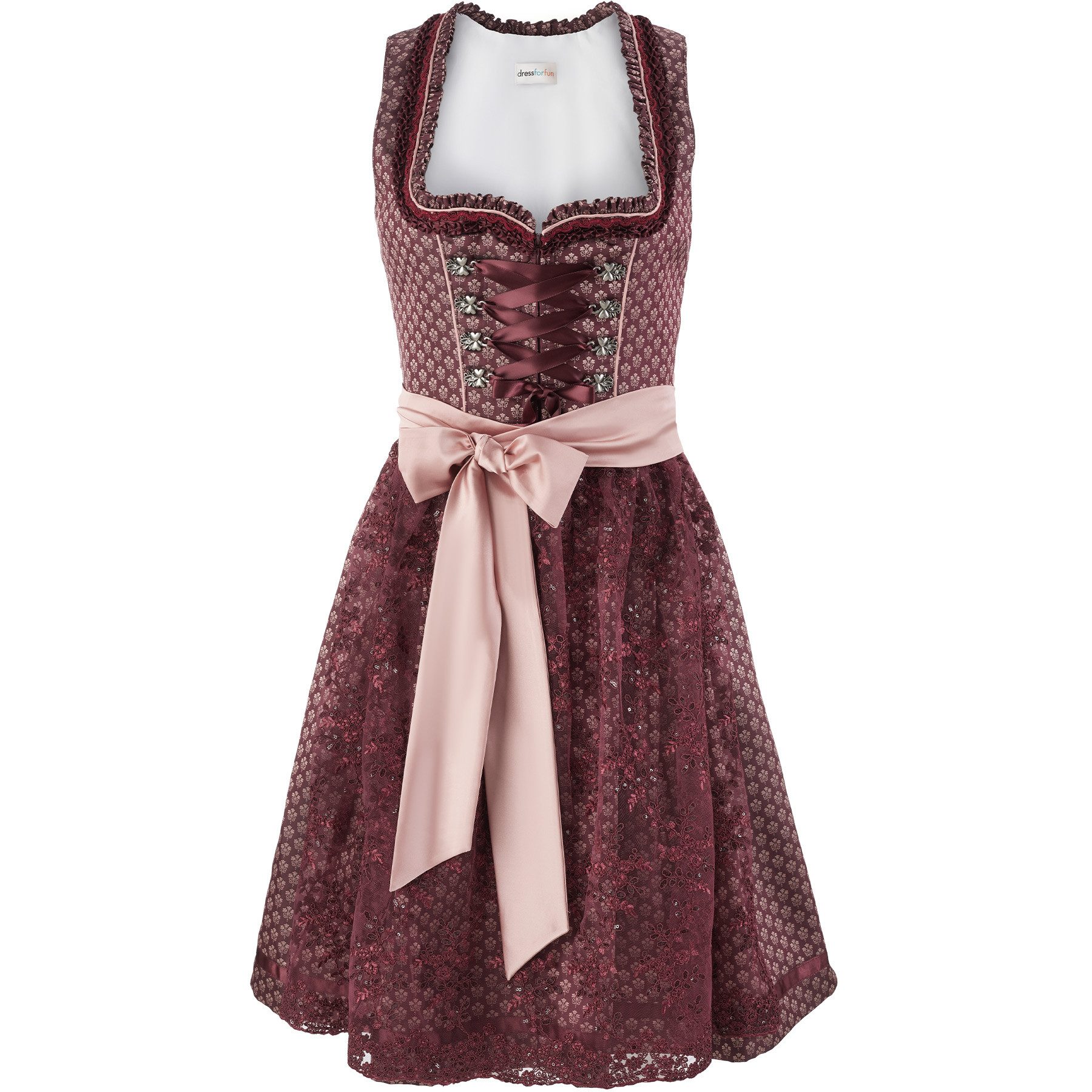 dressforfun Dirndl hochwertiges & elegantes Trachtenkleid Liah Bordeauxrot günstig online kaufen