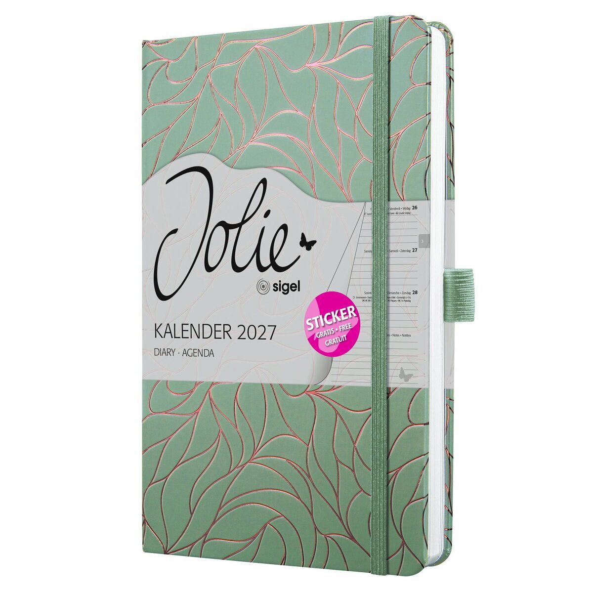 Sigel Taschenkalender Wochenkalender Jolie 2027 Hardcover ca. A5 Twilight Green 174 Seiten