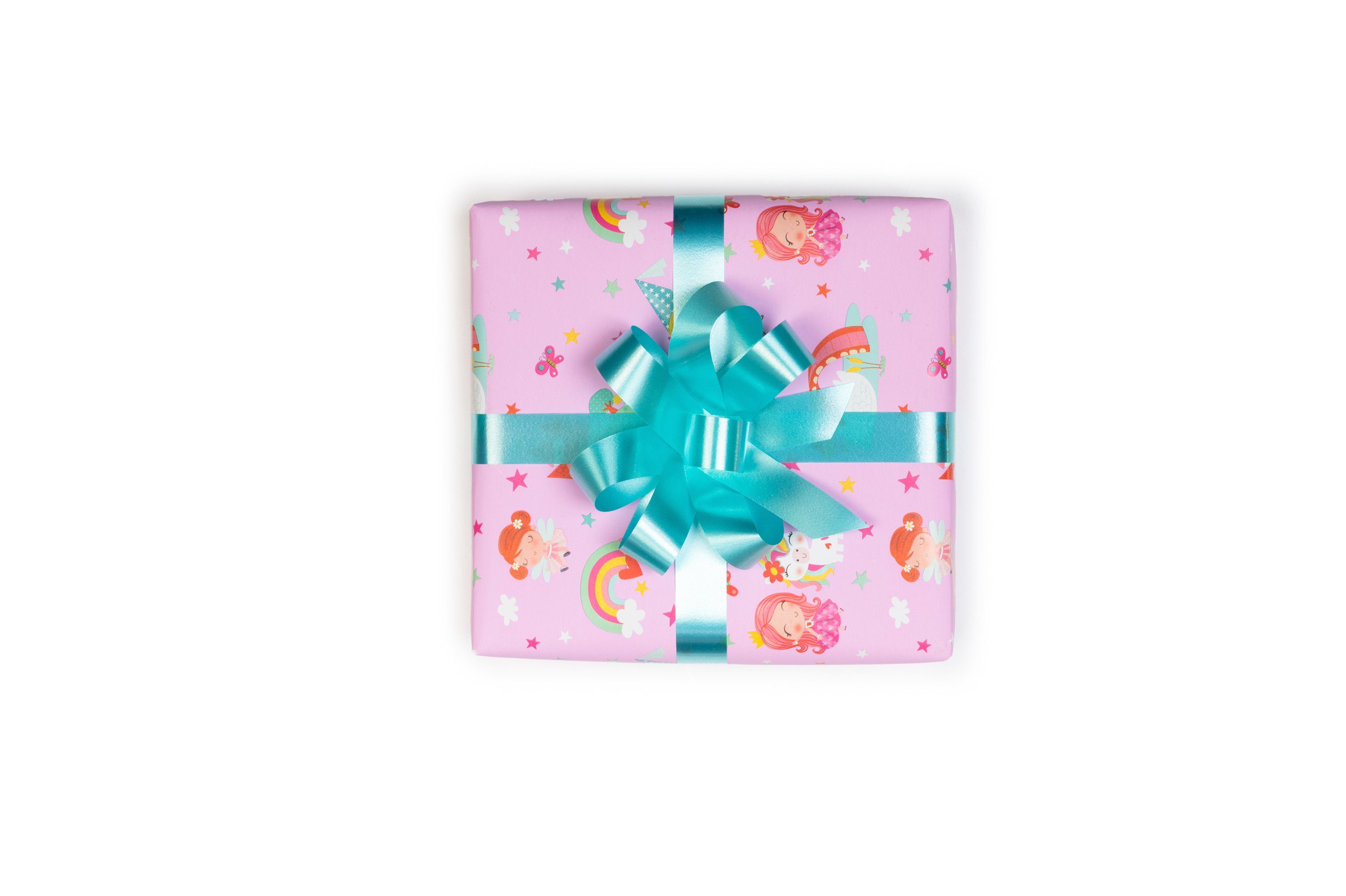 70cm 2m Geschenkpapier x kleine Einhorn Rolle rosa mit Star Prinzessin Geschenkpapier,