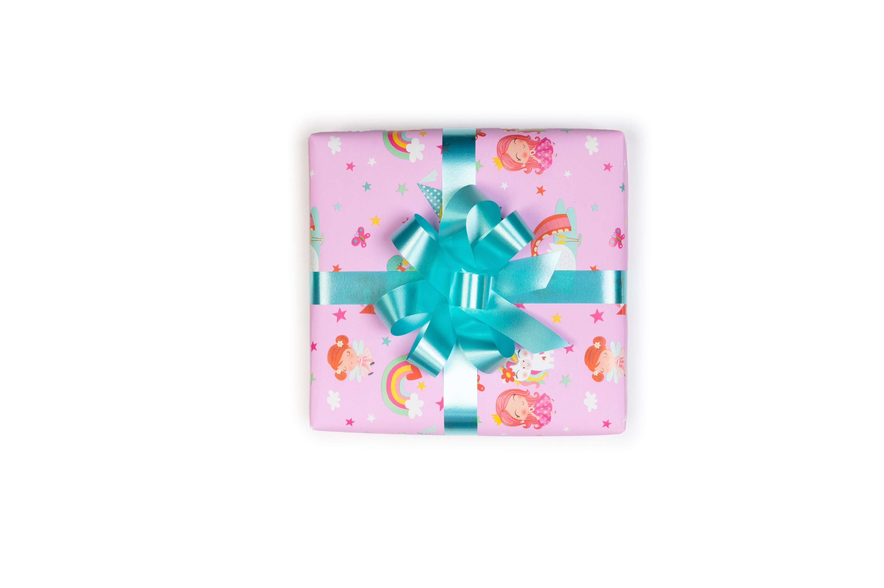 Star Geschenkpapier, Geschenkpapier kleine Prinzessin mit Einhorn 70cm x 2m Rolle rosa