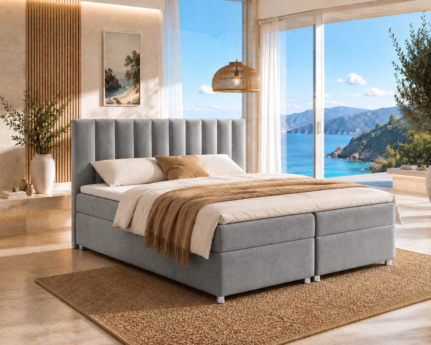Best for Home Boxspringbett Trinity K-10 mit zwei Bettkästen & 7-Zonen Komfort-Topper (Doppelbett mit Stauraum, Federkernmatratze, gepolstertes Kopfteil, Doppelbett versch. Größen, 140x200 160x200 180x200 200x200 cm), Handwerksqualität, TOP Preis-Leistung