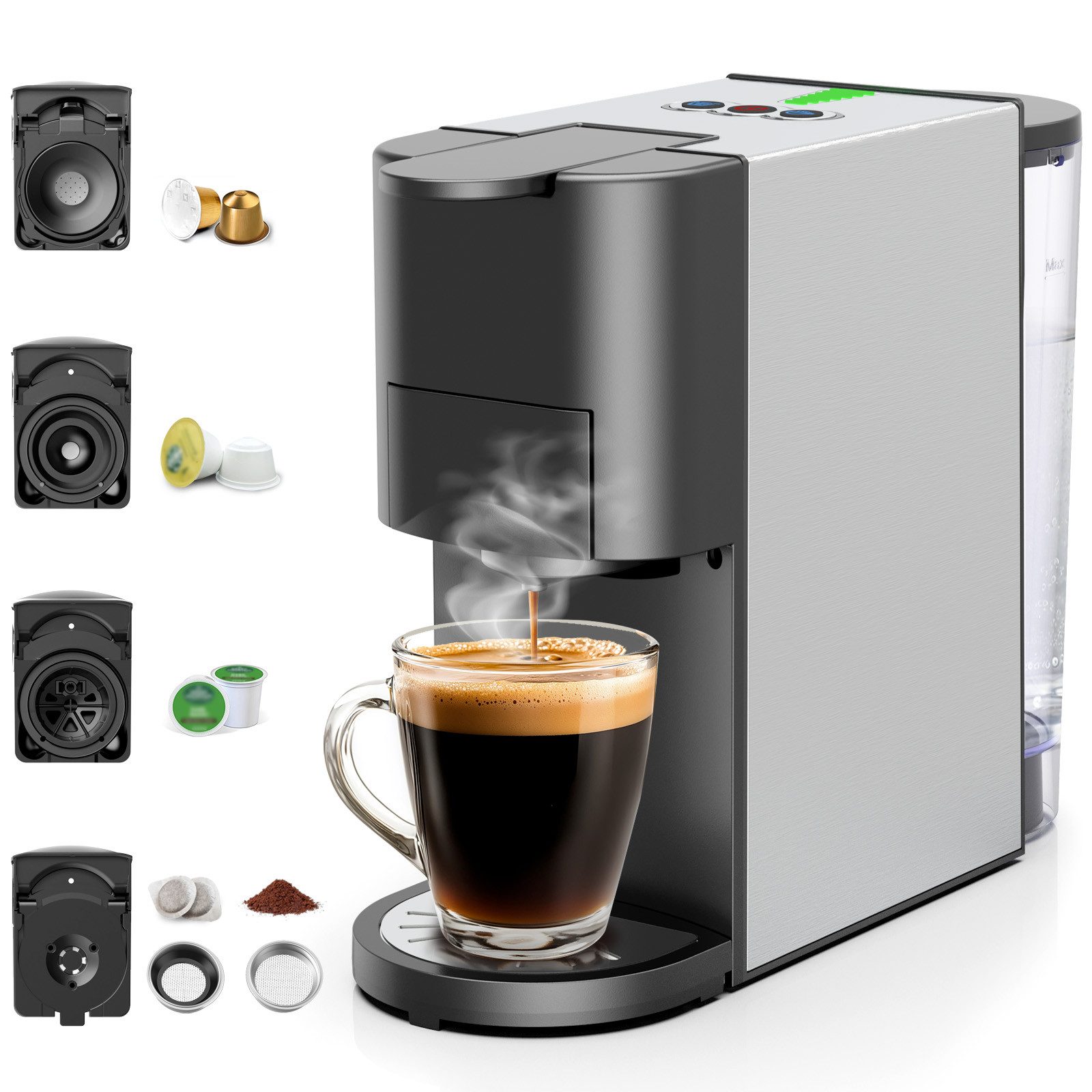 Kapsel-/Kaffeepadmaschine 5-in-1 Kapselmaschine mit 19 Bar Druck und Stärkewahl Kaffeemaschine