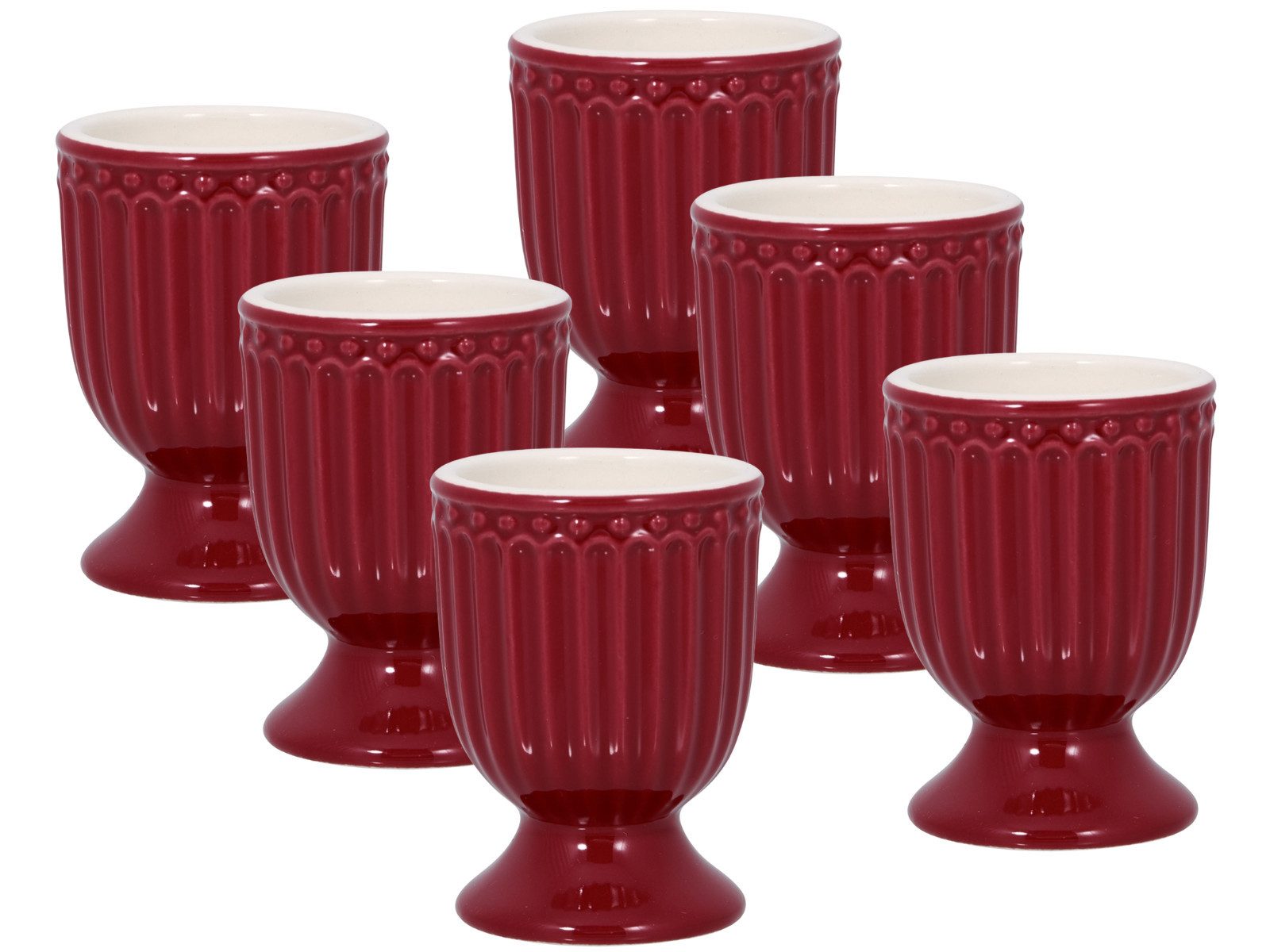 Greengate Geschirr-Set Alice Eierbecher claret red 6,5 cm Set6, Steinzeug
